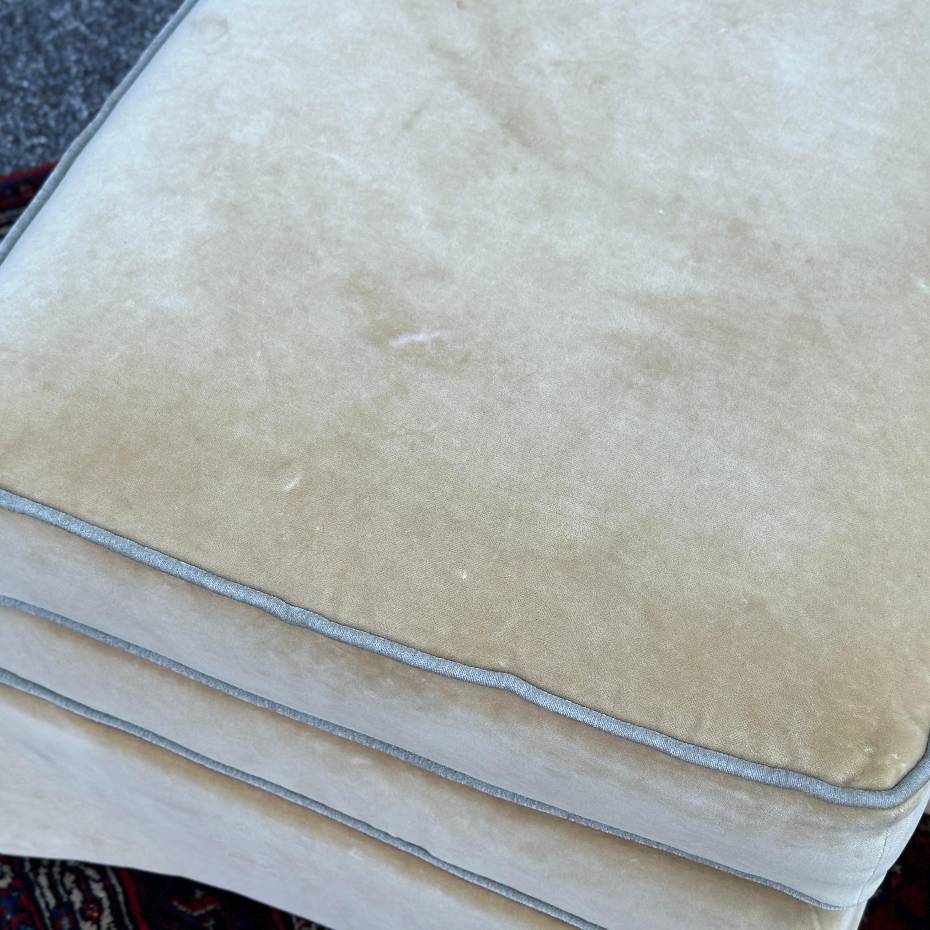 Thomasville Skirted Velvet Triple Welted Ottomans - a Pair 2