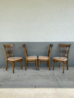Thomasville Slat Back Oak Dining Chairs, Set of 4