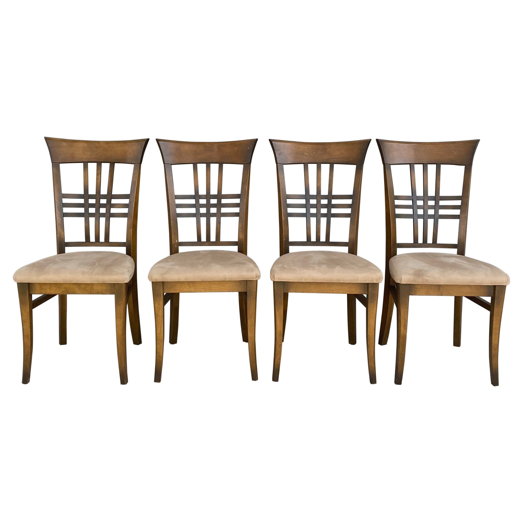 Juego de 4 sillas de comedor Thomasville con respaldo de listones, de roble