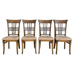 Juego de 4 sillas de comedor Thomasville con respaldo de listones, de roble