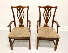 THOMASVILLE Solid Cherry Chippendale Straight Leg Dining Armchairs - Pair