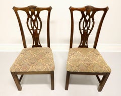 THOMASVILLE Solid Cherry Chippendale Straight Leg Dining Side Chairs - Pair A