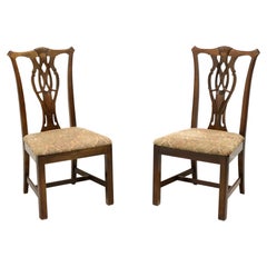 THOMASVILLE Solid Cherry Chippendale Straight Leg Dining Side Chairs - Pair A