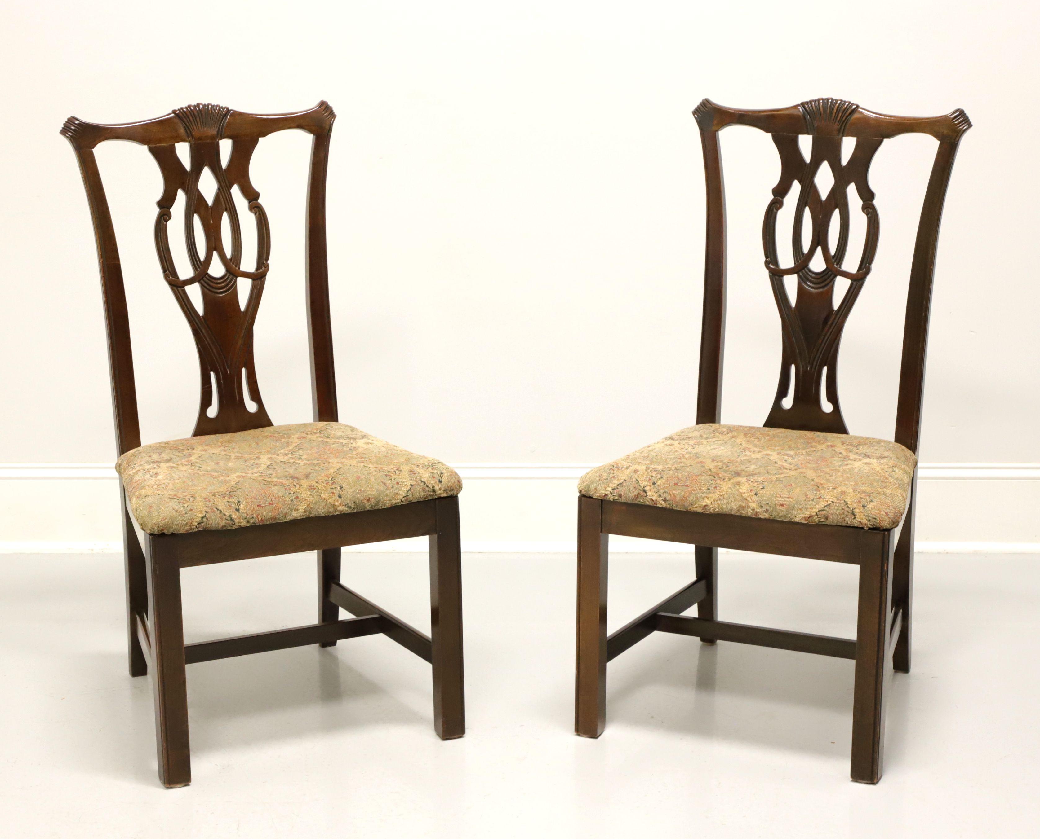 THOMASVILLE Solid Cherry Chippendale Straight Leg Dining Side Chairs - Pair B 4