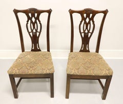 THOMASVILLE Solid Cherry Chippendale Straight Leg Dining Side Chairs - Pair C