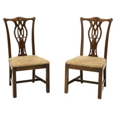 Vintage THOMASVILLE Solid Cherry Chippendale Straight Leg Dining Side Chairs - Pair C
