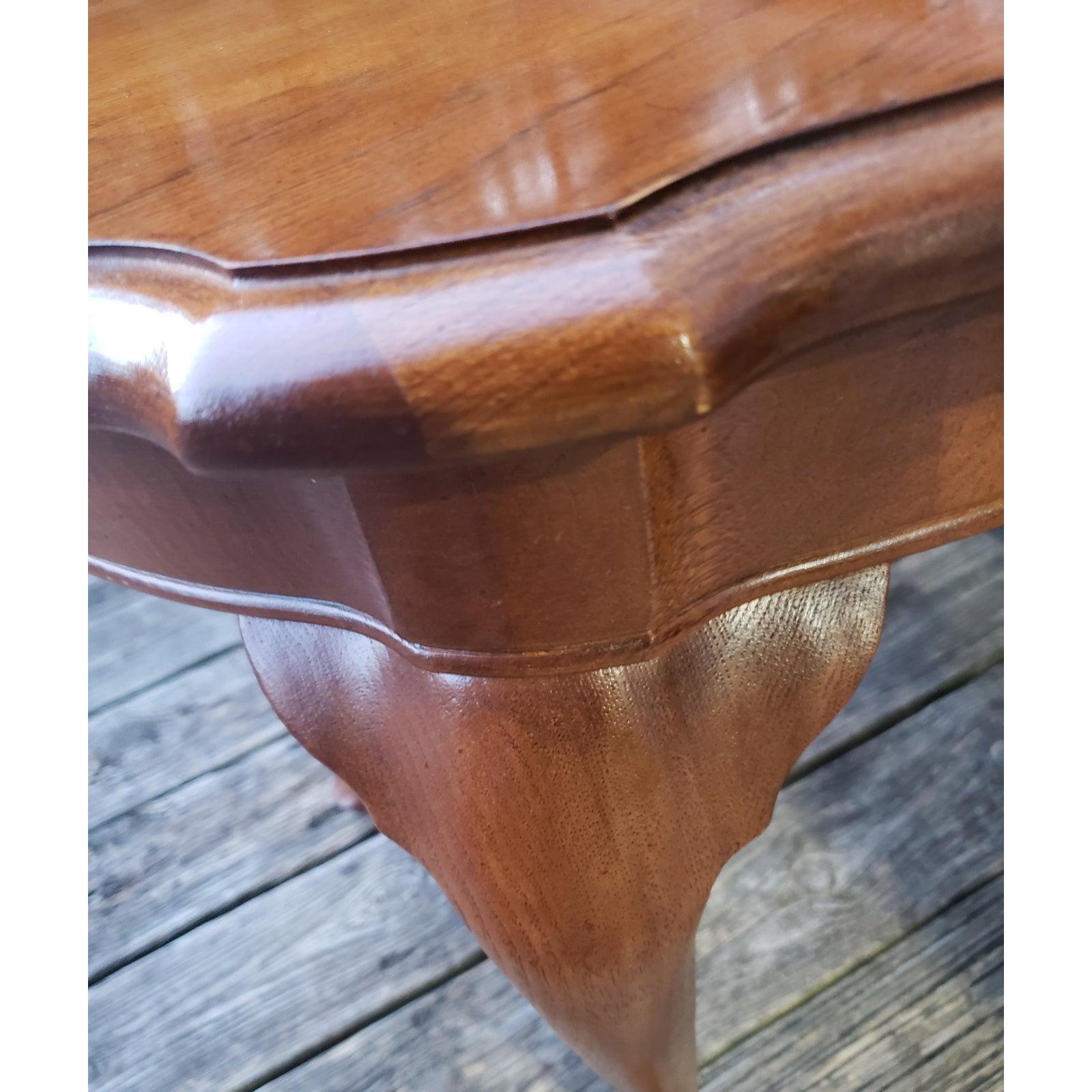 North American Thomasville Solid Pecan End Table Side Table with Pull Out Tray