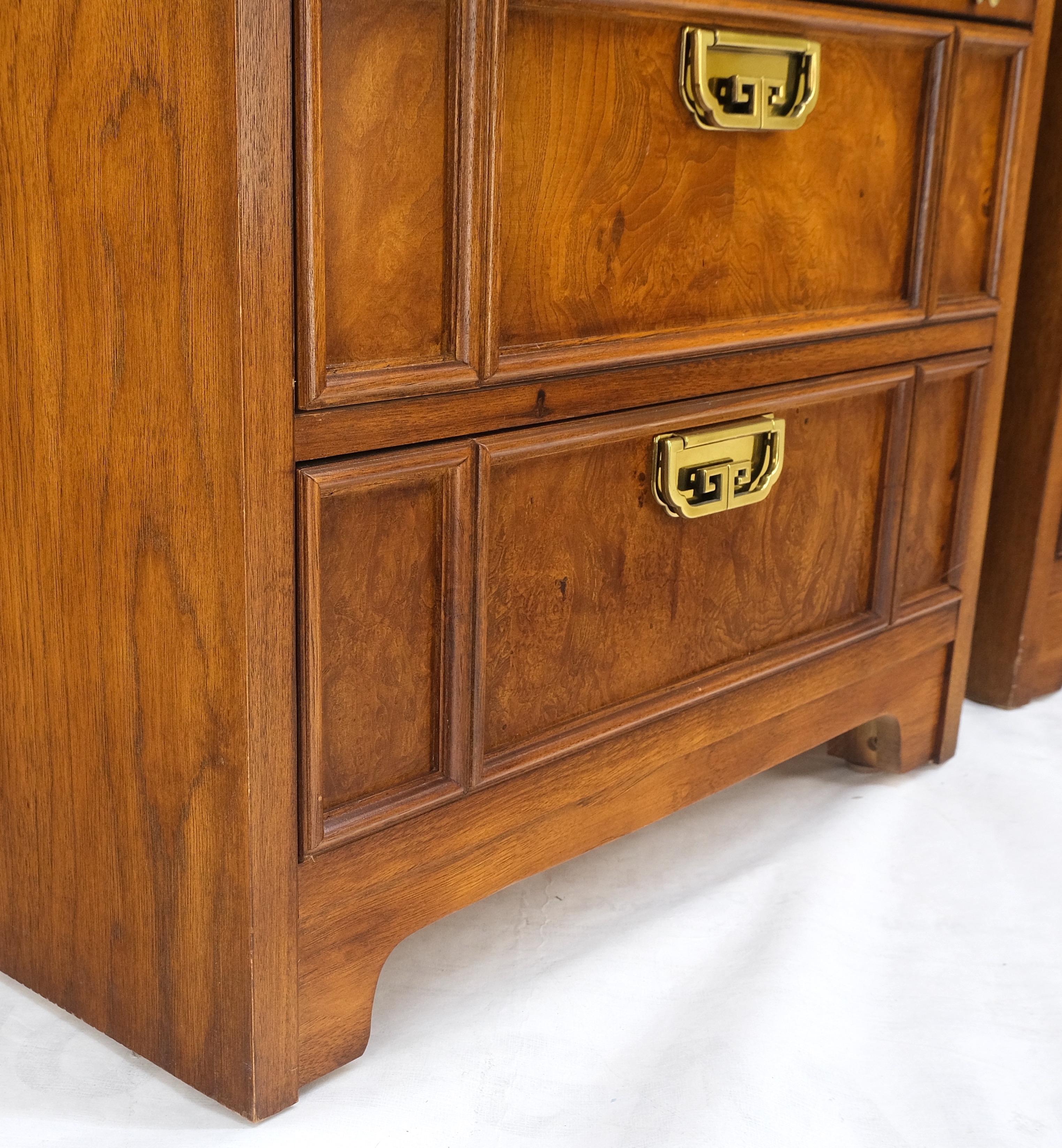 Lacquered Thomasville Tall Tower Shape Highboy Dressers W/ Drawer Compartment Burl Wood 