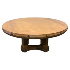 THOMASVILLE Vintage Mid Century Pecan Neo-Classical Round Coffee Cocktail Table