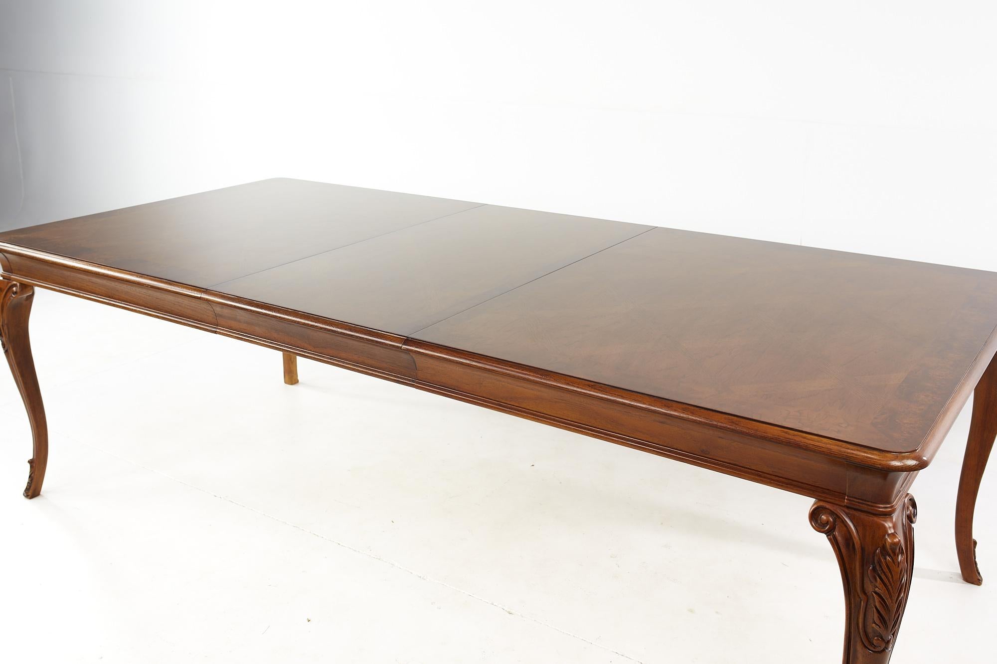 Thomasville Walnut and Burlwood Expanding Dining Table with 2 Leaves 3