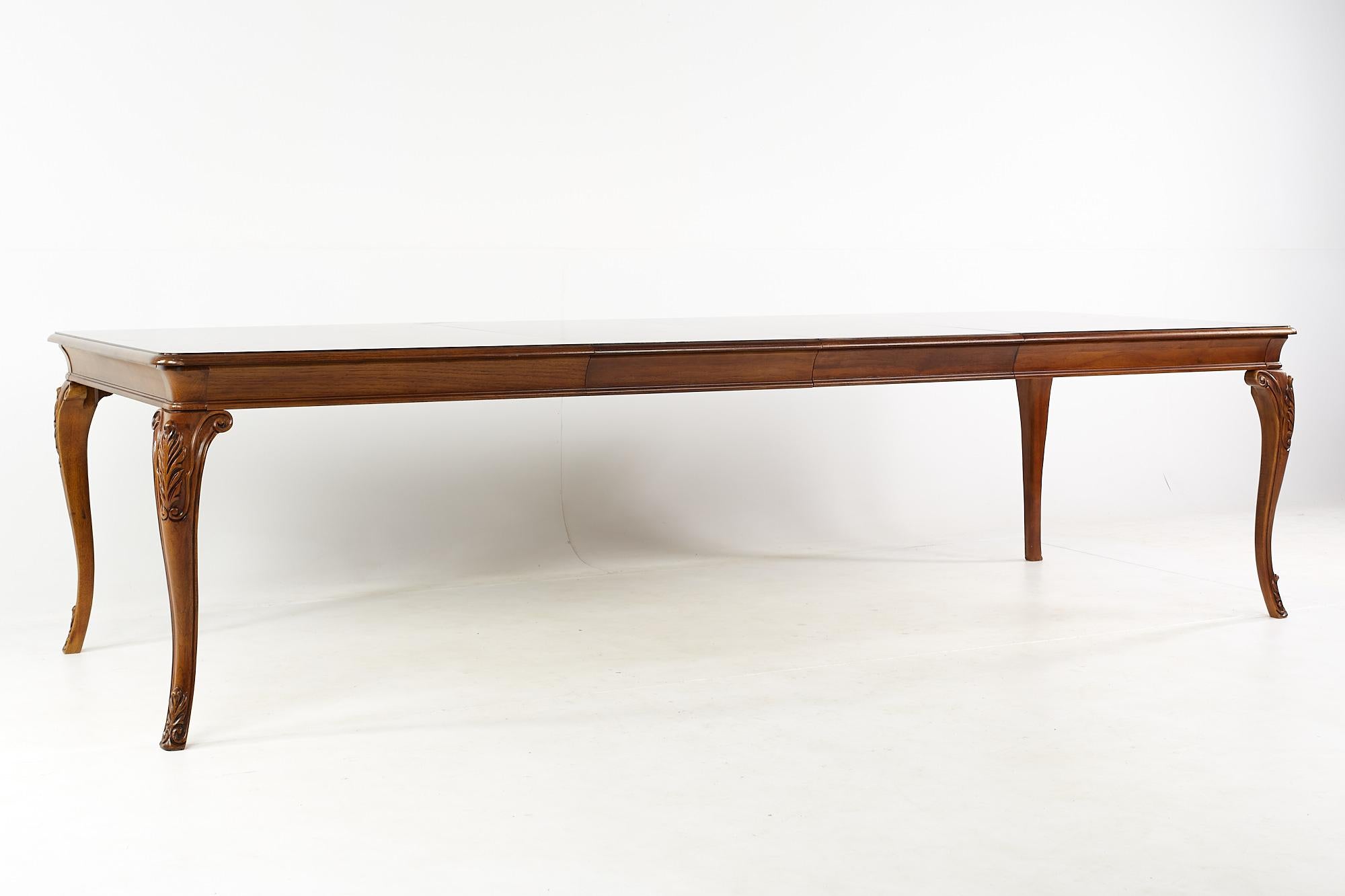 Thomasville Walnut and Burlwood Expanding Dining Table with 2 Leaves 4