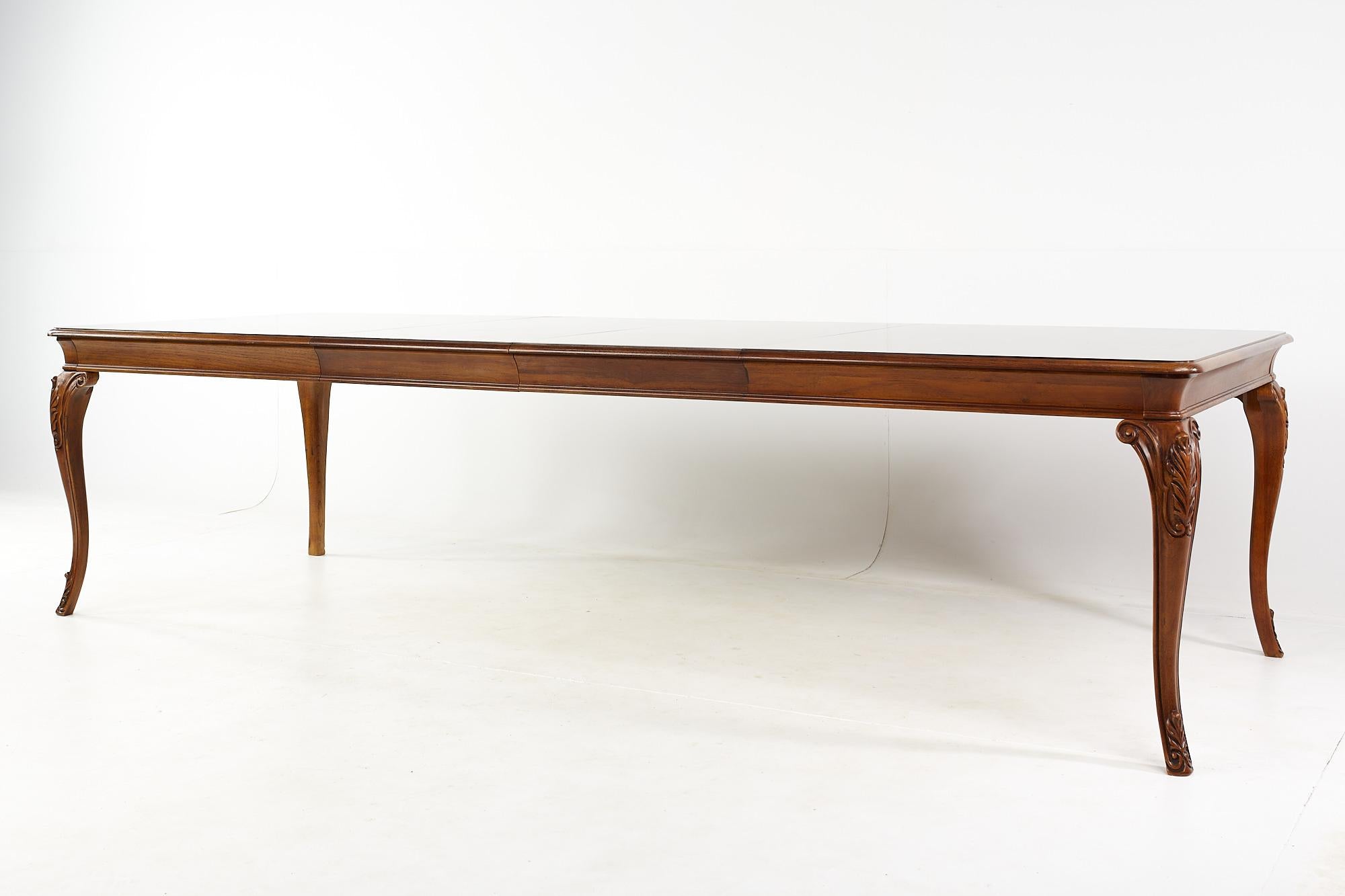 Thomasville Walnut and Burlwood Expanding Dining Table with 2 Leaves 6