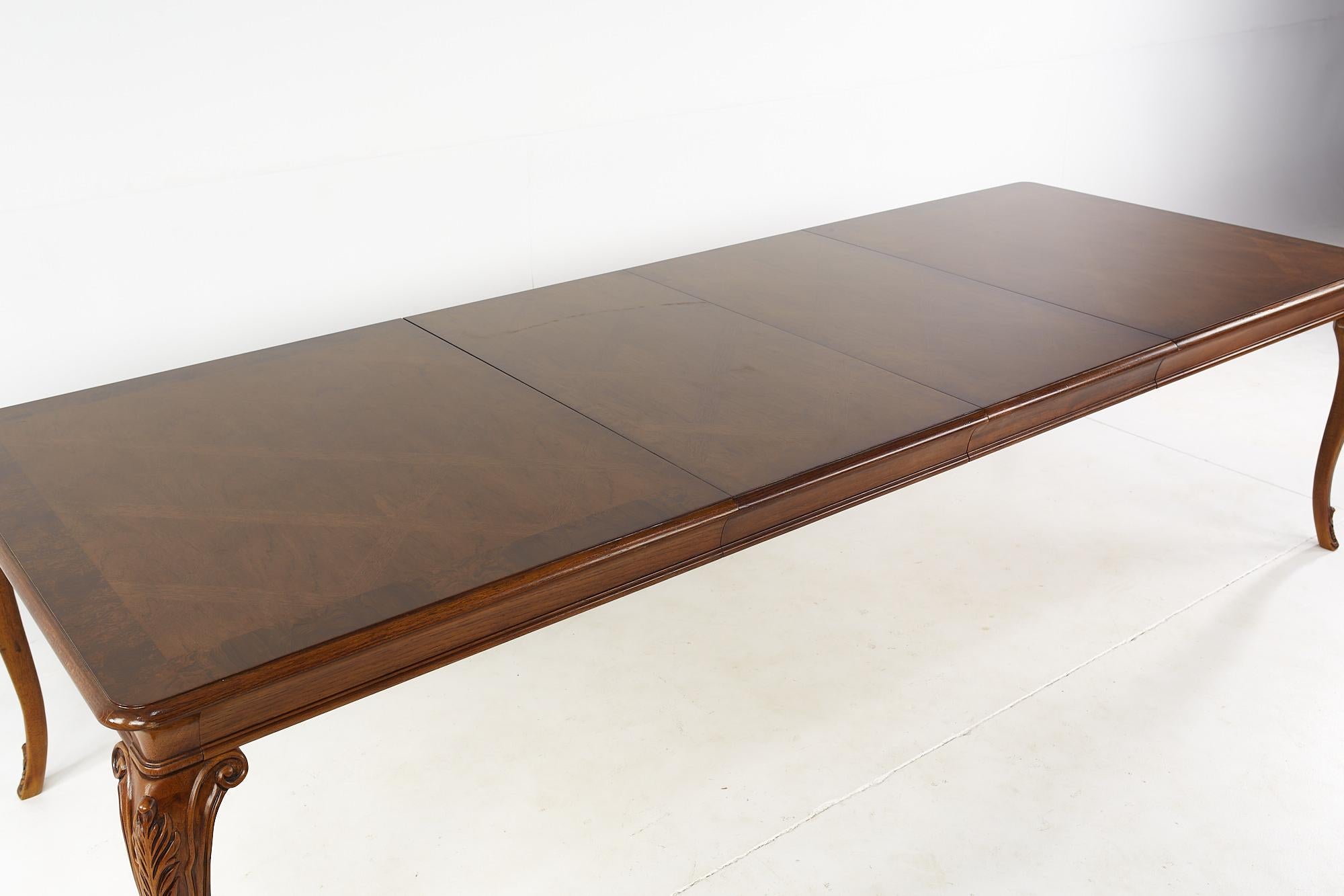 Thomasville Walnut and Burlwood Expanding Dining Table with 2 Leaves 7