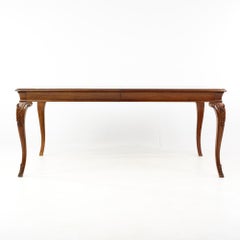 Thomasville Walnut and Burlwood Expanding Dining Table with 2 Leaves