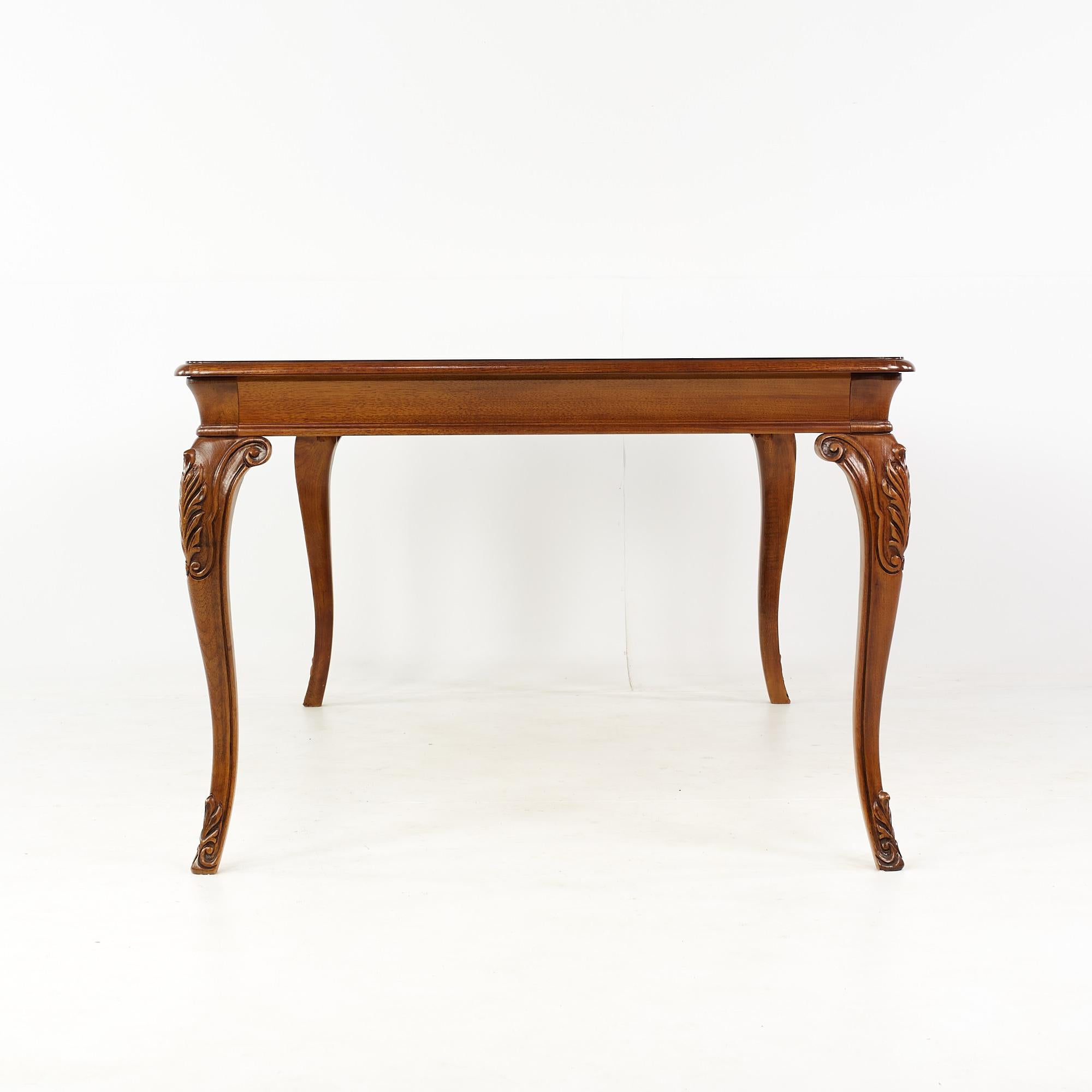 Modern Thomasville Walnut and Burlwood Expanding Dining Table with 2 Leaves