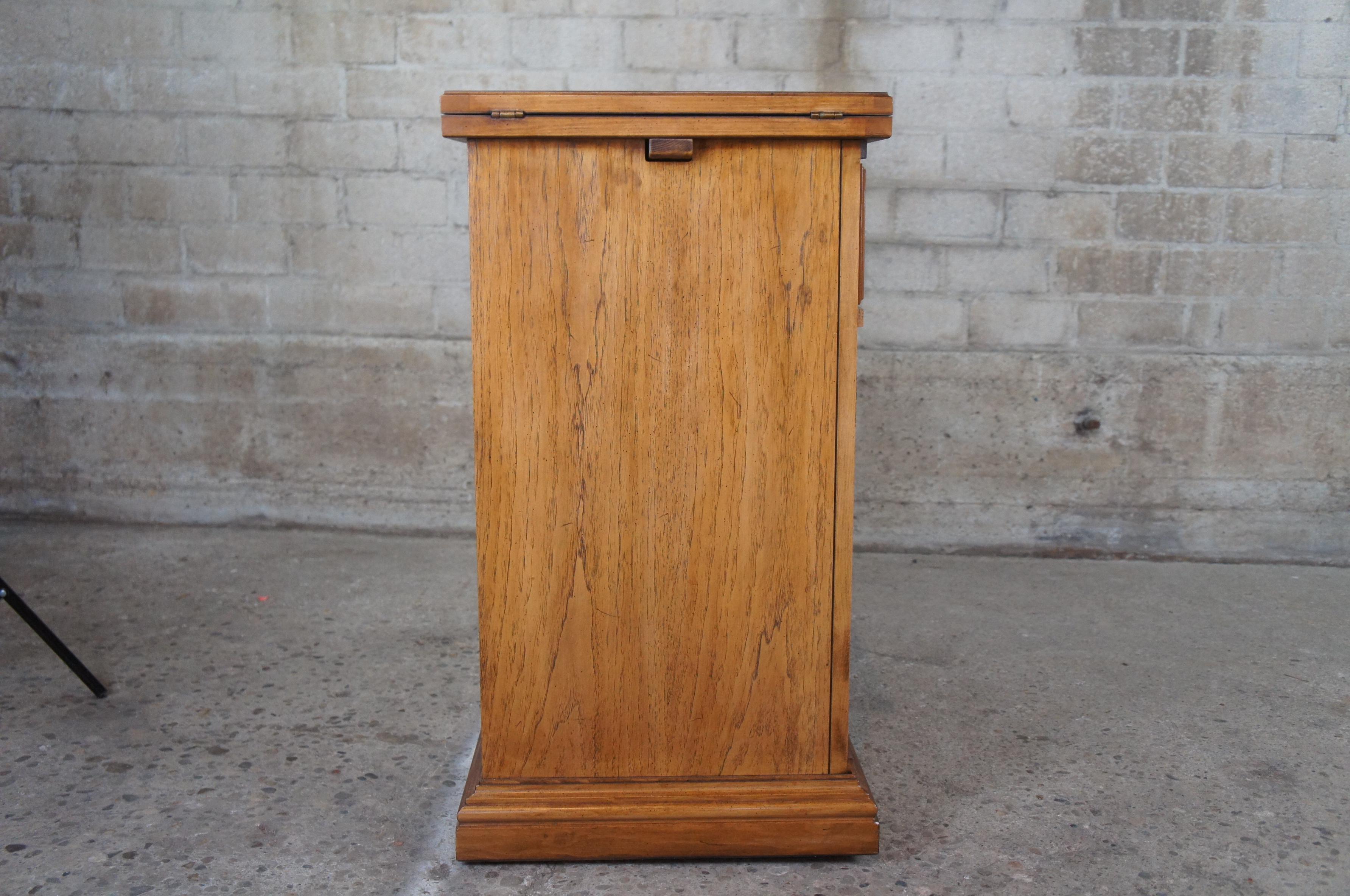 Thomasville Walnut & Ash Burl Rolling Buffet Flip Top Server Sideboard Cabinet 3