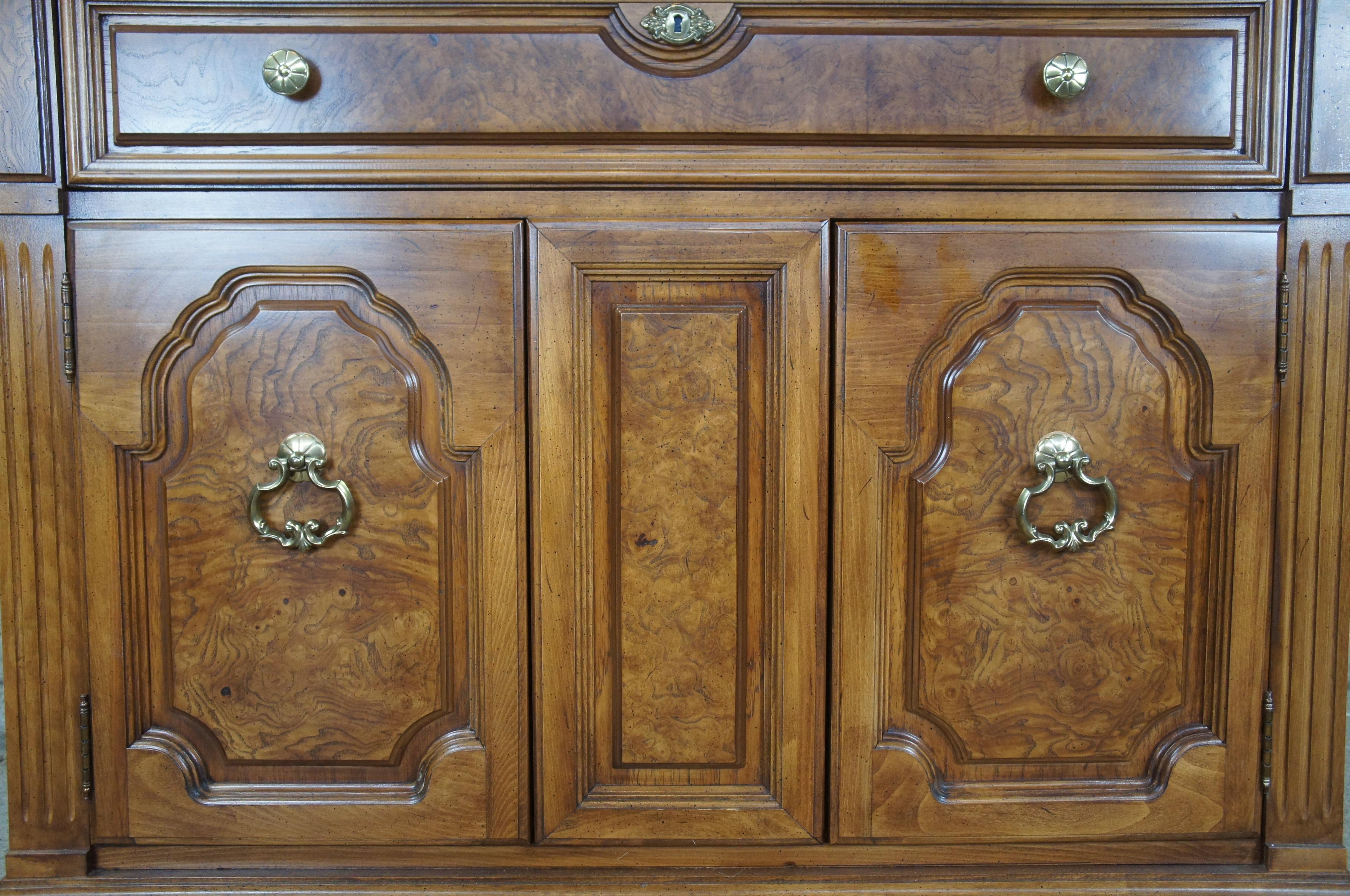 Thomasville Walnut & Ash Burl Rolling Buffet Flip Top Server Sideboard Cabinet 4