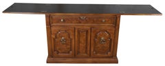 Thomasville Walnut & Ash Burl Rolling Buffet Flip Top Server Sideboard Cabinet