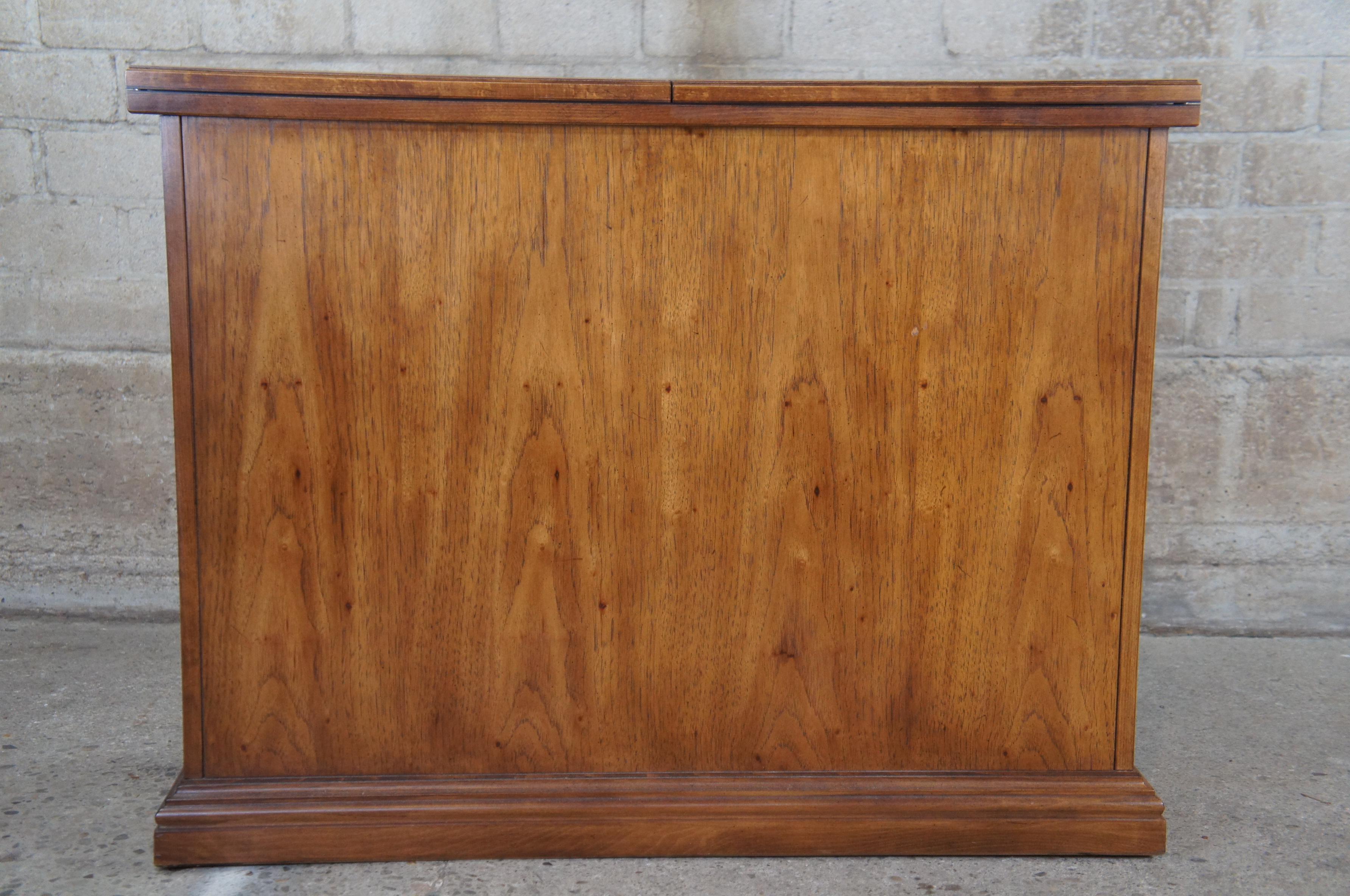 Thomasville Walnut & Ash Burl Rolling Buffet Flip Top Server Sideboard Cabinet 1