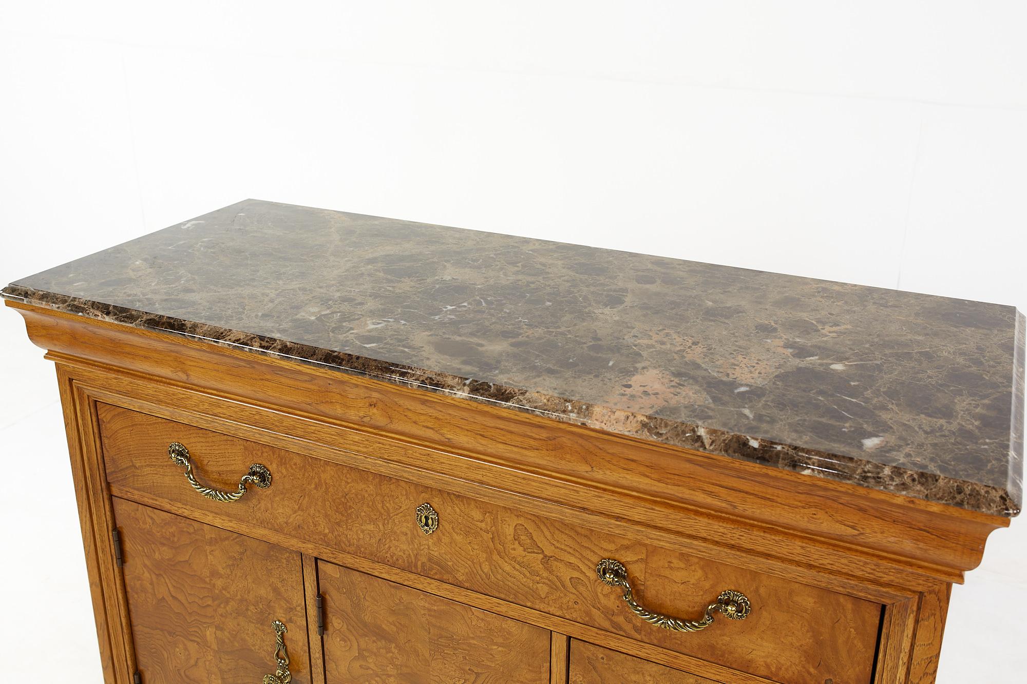 American Thomasville Walnut Marble Top Buffet For Sale
