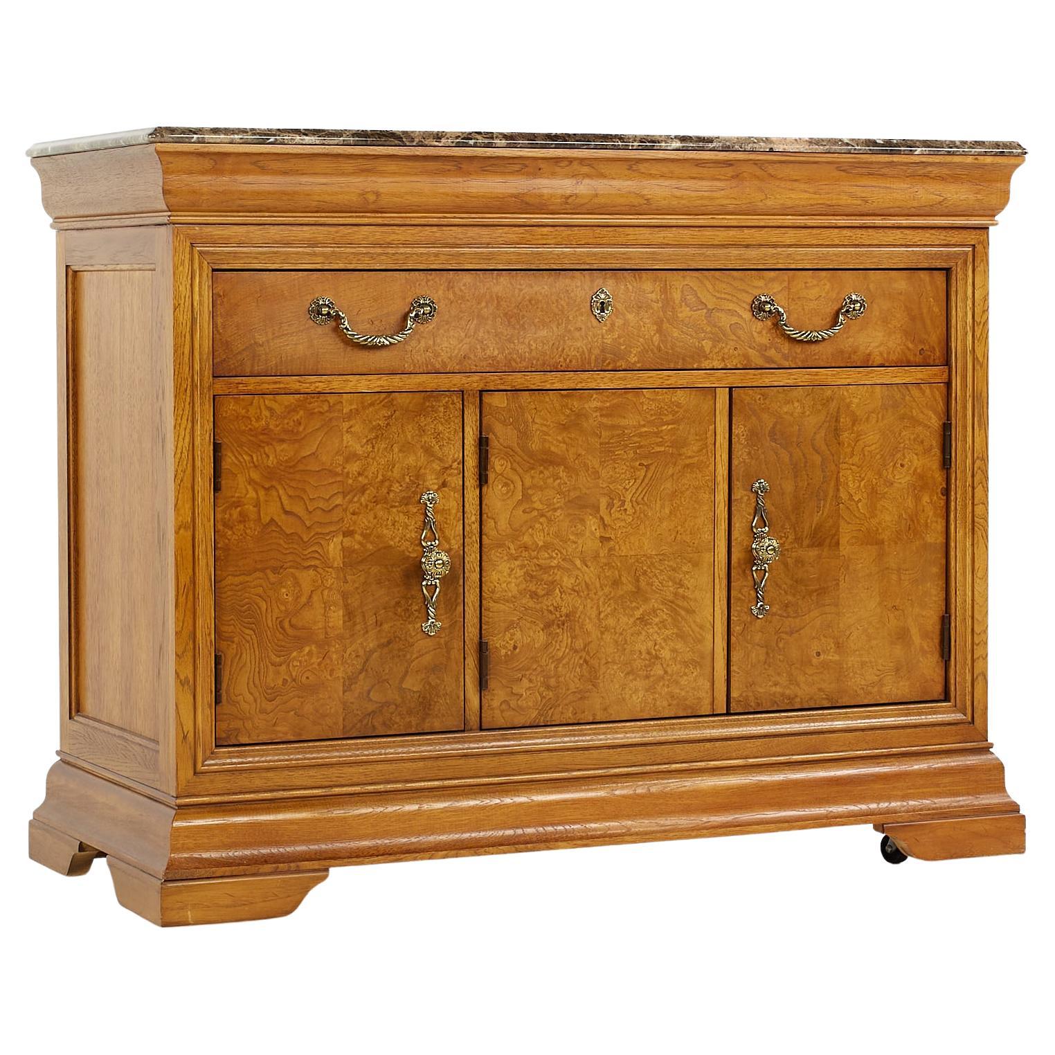 Thomasville Walnut Marble Top Buffet For Sale