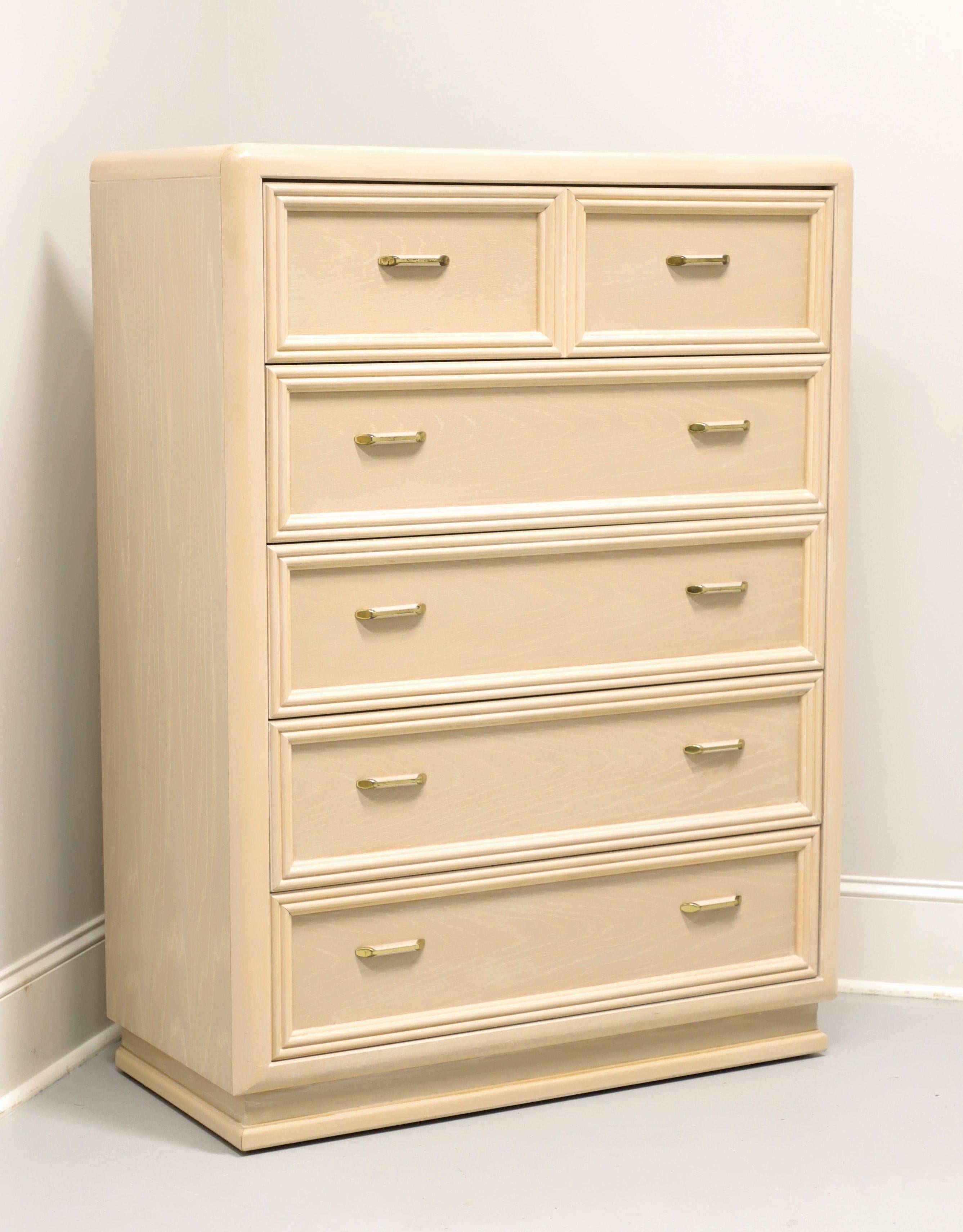 THOMASVILLE Whitewashed Oak Post-Modern Chest of Drawers with Waterfall Edges 4