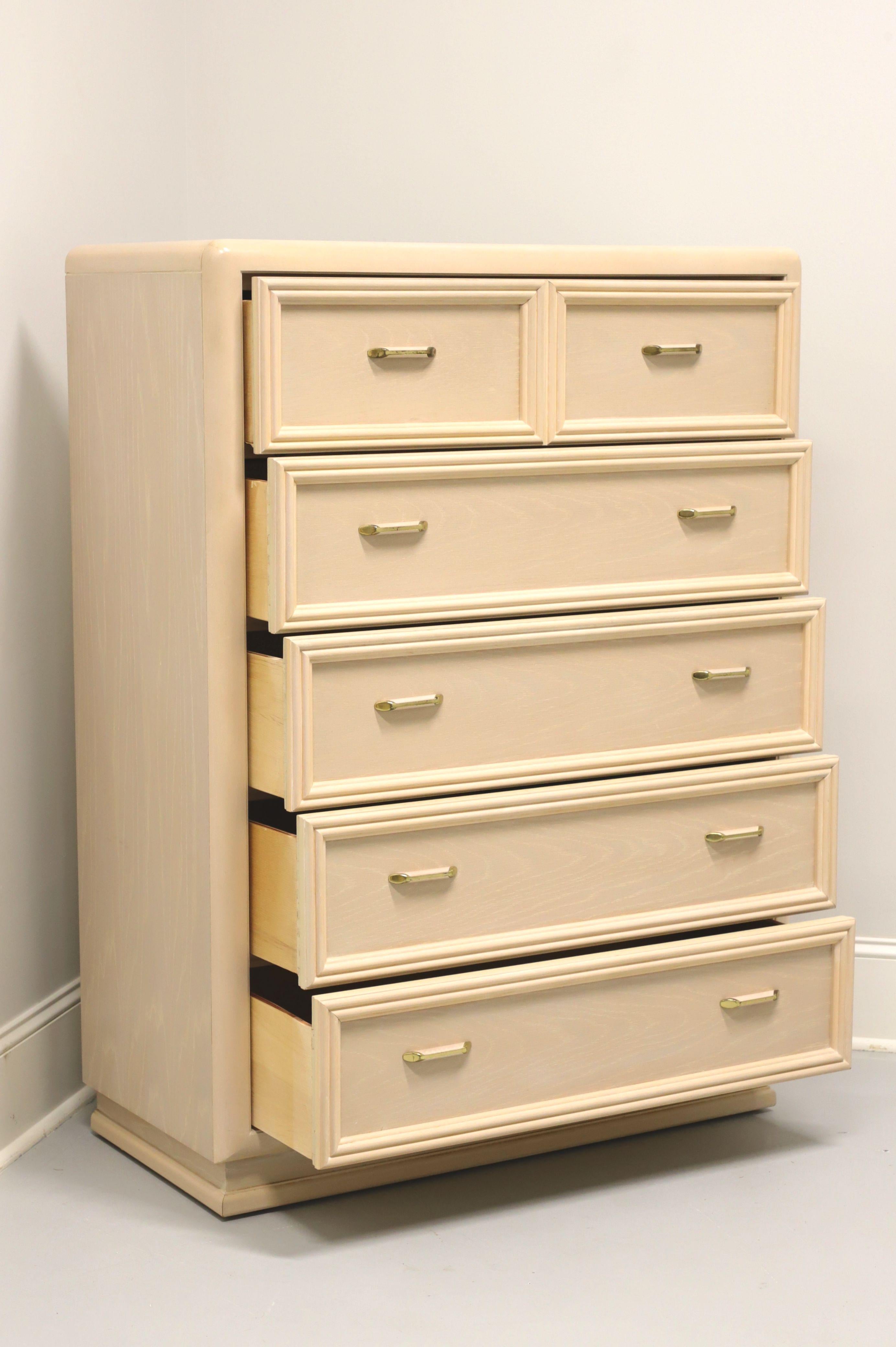 American THOMASVILLE Whitewashed Oak Post-Modern Chest of Drawers with Waterfall Edges