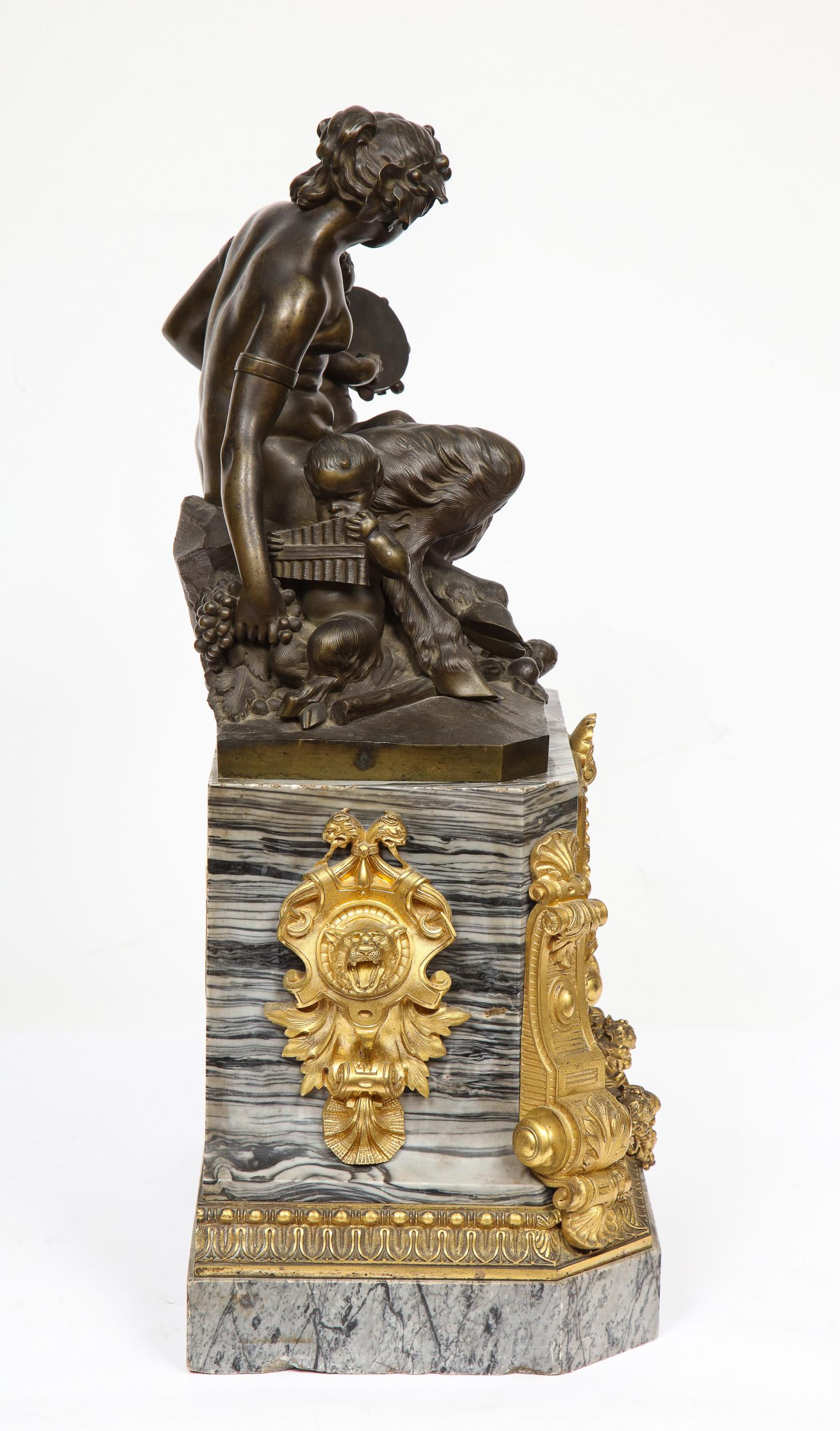 Thomire & Cie, French Gilt and Patinated Bronze and Marble Figural Mantel Clock 7