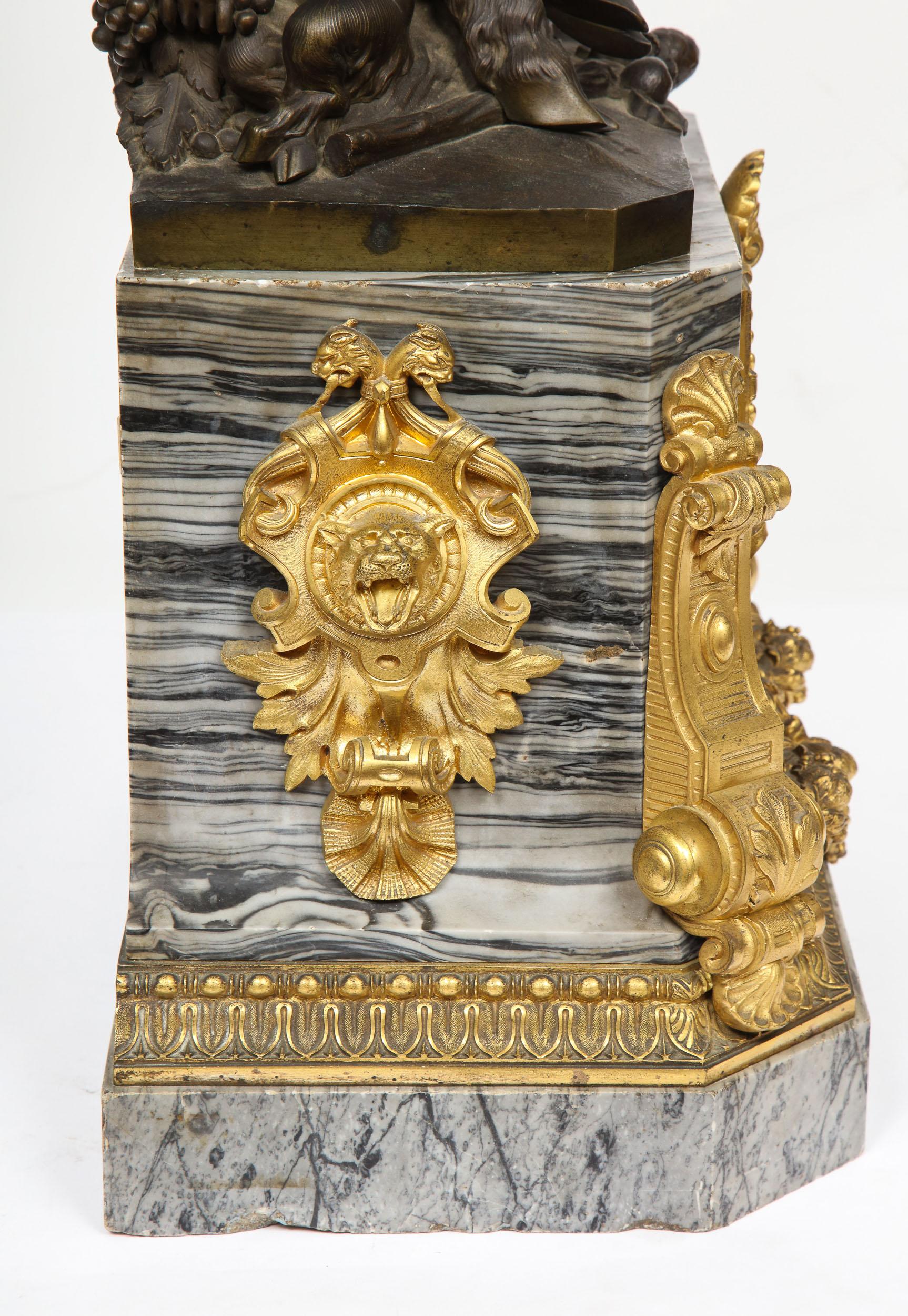 Thomire & Cie, French Gilt and Patinated Bronze and Marble Figural Mantel Clock 8