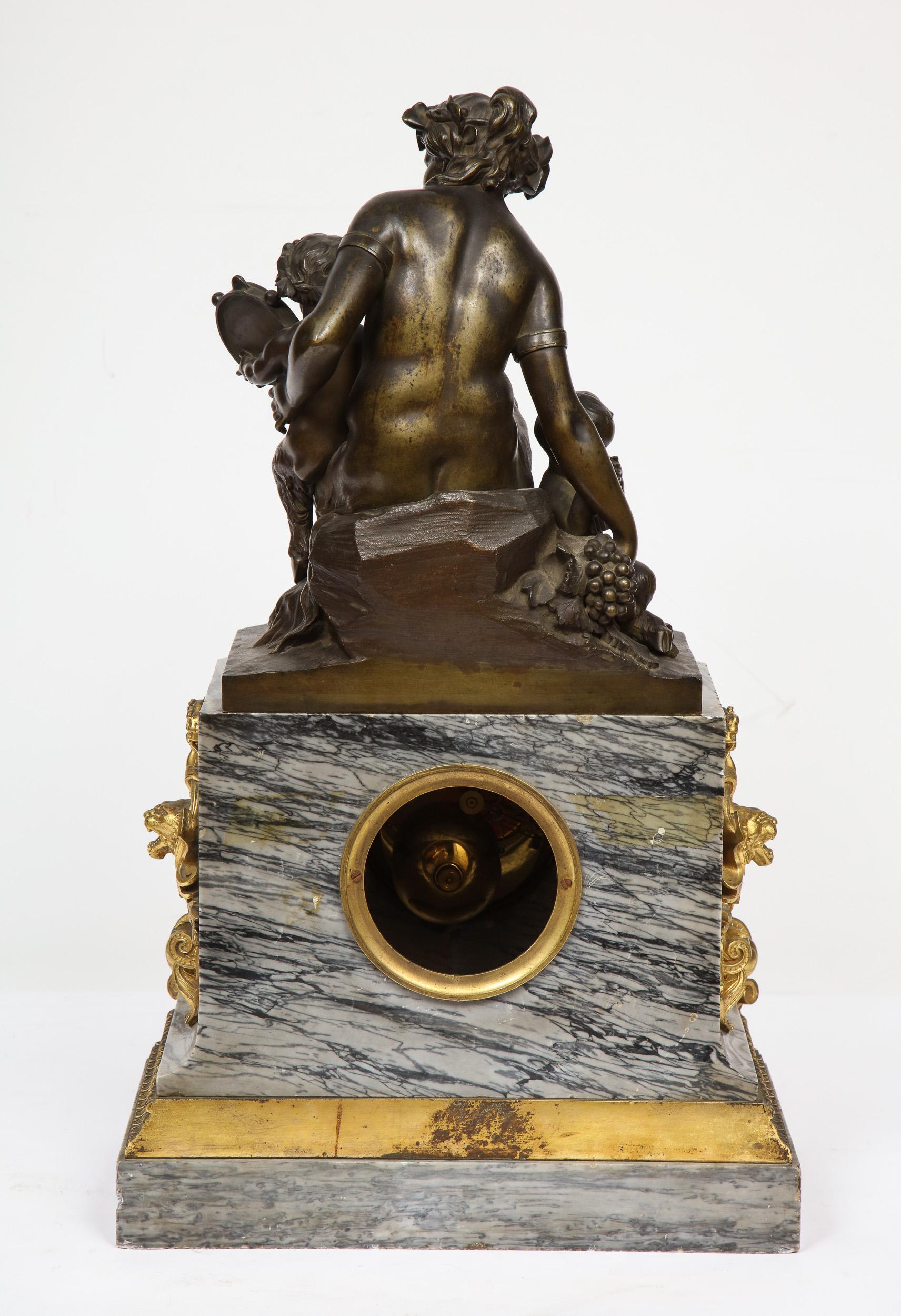 Thomire & Cie, French Gilt and Patinated Bronze and Marble Figural Mantel Clock 10