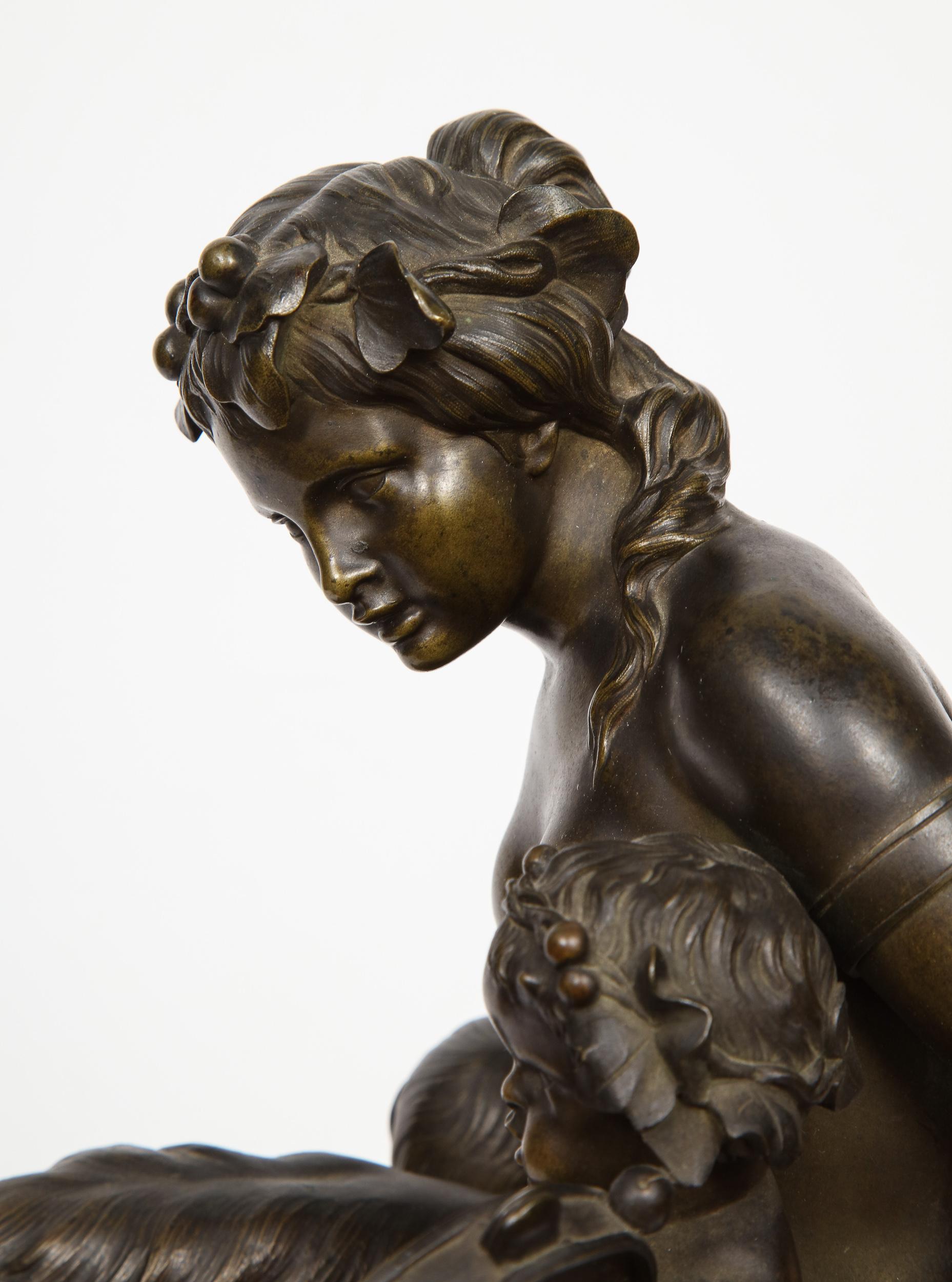 Thomire & Cie, French Gilt and Patinated Bronze and Marble Figural Mantel Clock 12