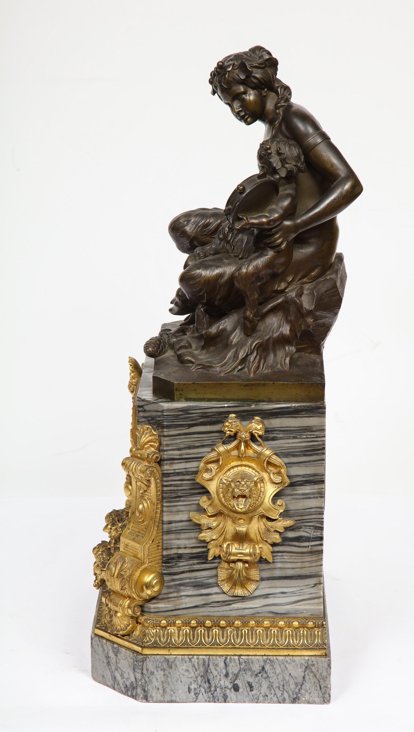 Thomire & Cie, French Gilt and Patinated Bronze and Marble Figural Mantel Clock 13