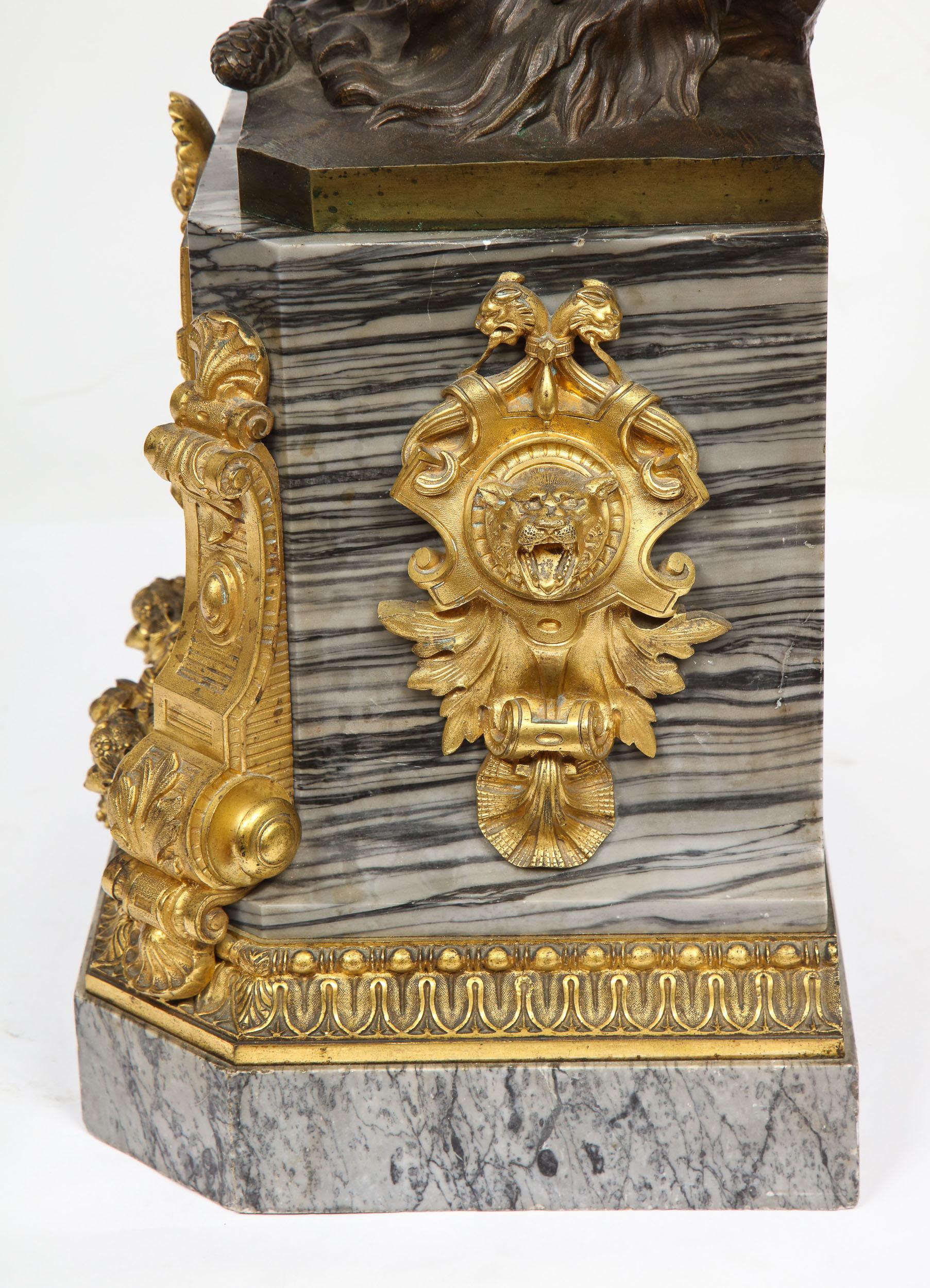 Thomire & Cie, French Gilt and Patinated Bronze and Marble Figural Mantel Clock 14