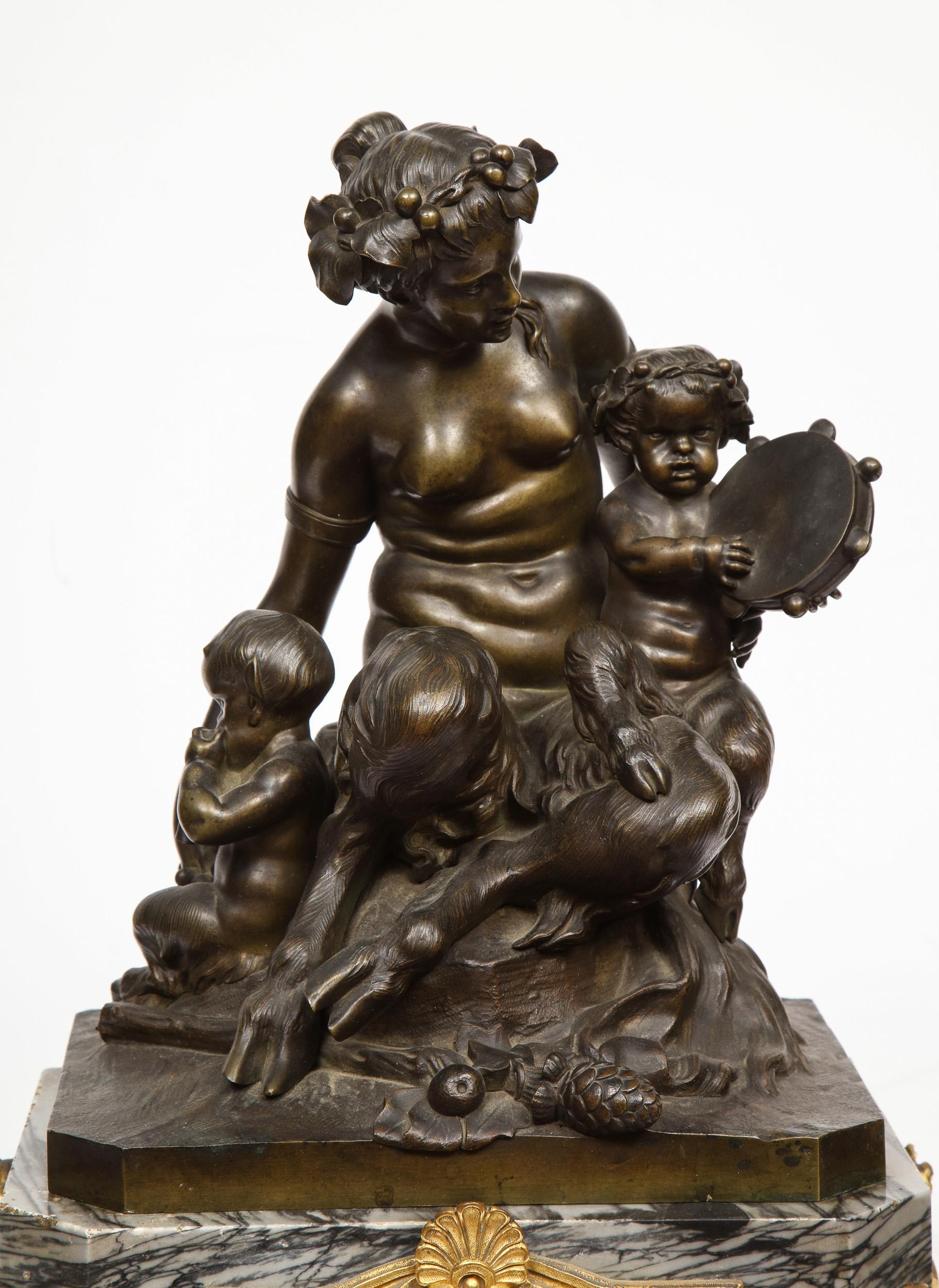 Thomire & Cie, French Gilt and Patinated Bronze and Marble Figural Mantel Clock 1