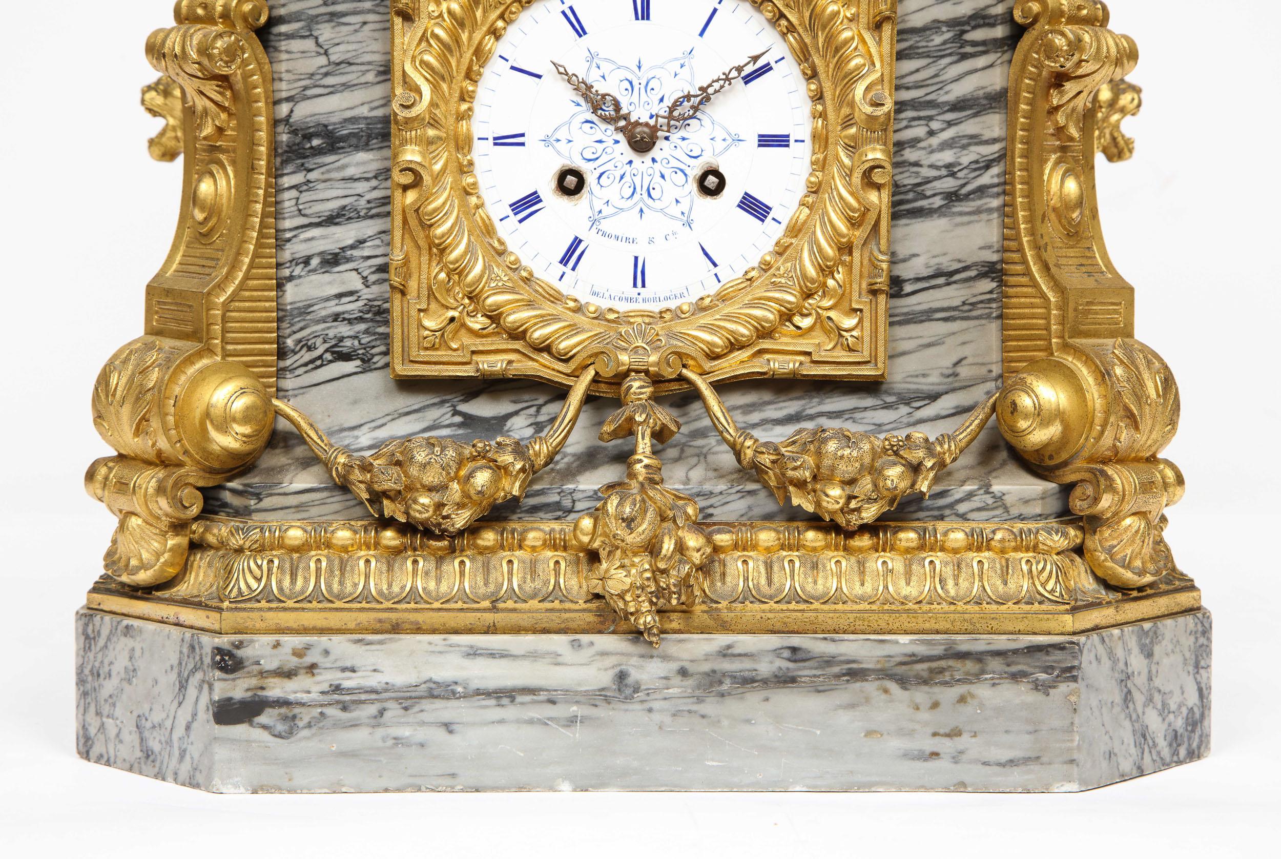 Thomire & Cie, French Gilt and Patinated Bronze and Marble Figural Mantel Clock 3