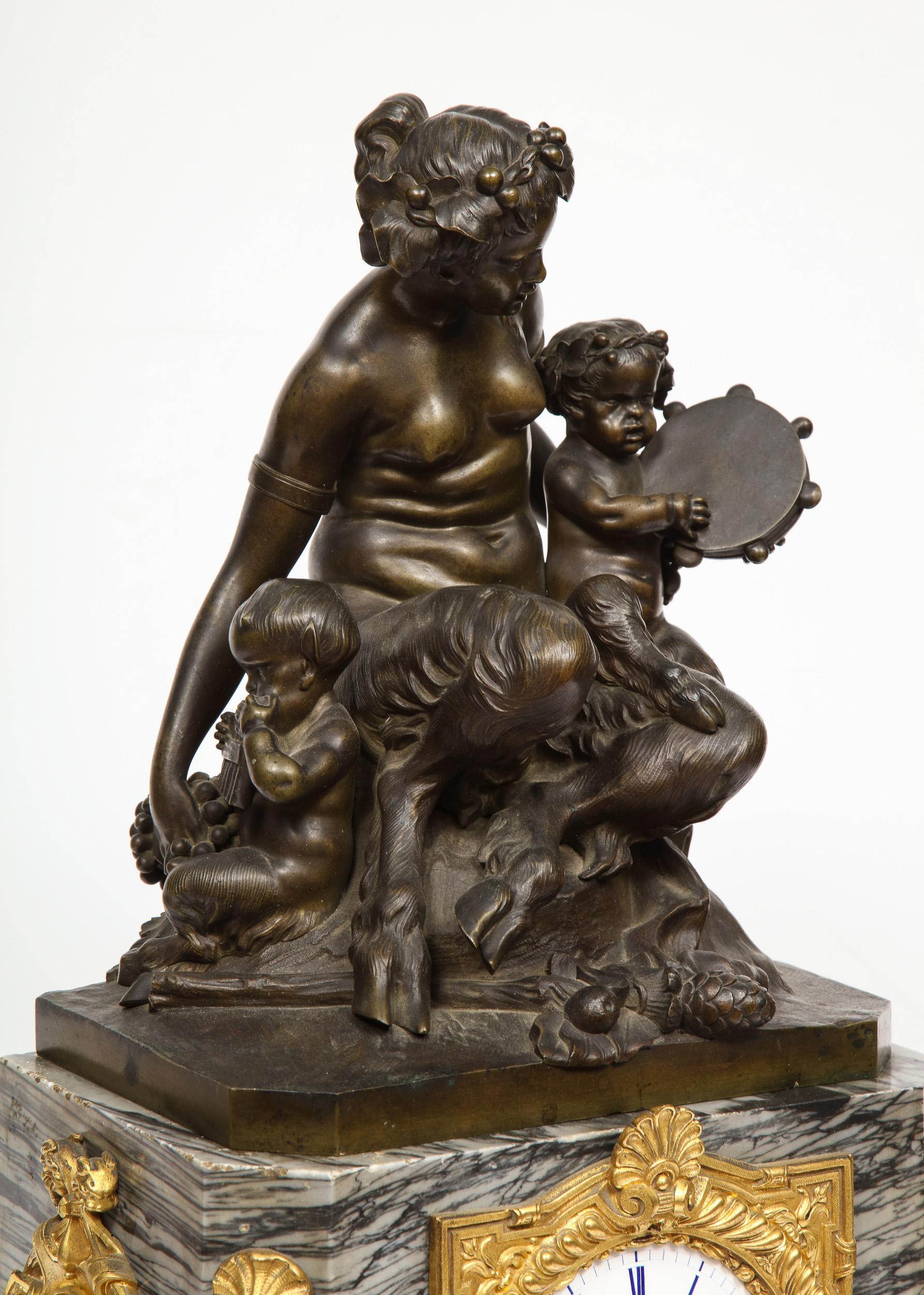 Thomire & Cie, French Gilt and Patinated Bronze and Marble Figural Mantel Clock 5