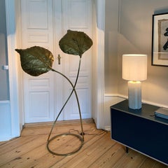 Thommaso Barbi Two Leaves Rhubarb Brass Floor Lamp, Bottega Gadda, Italy 1970s