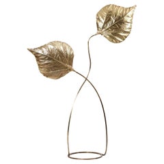 Lampadaire Thommaso Barbi à deux feuilles en laiton rhubarb, Bottega Gadda, Italie, 1970