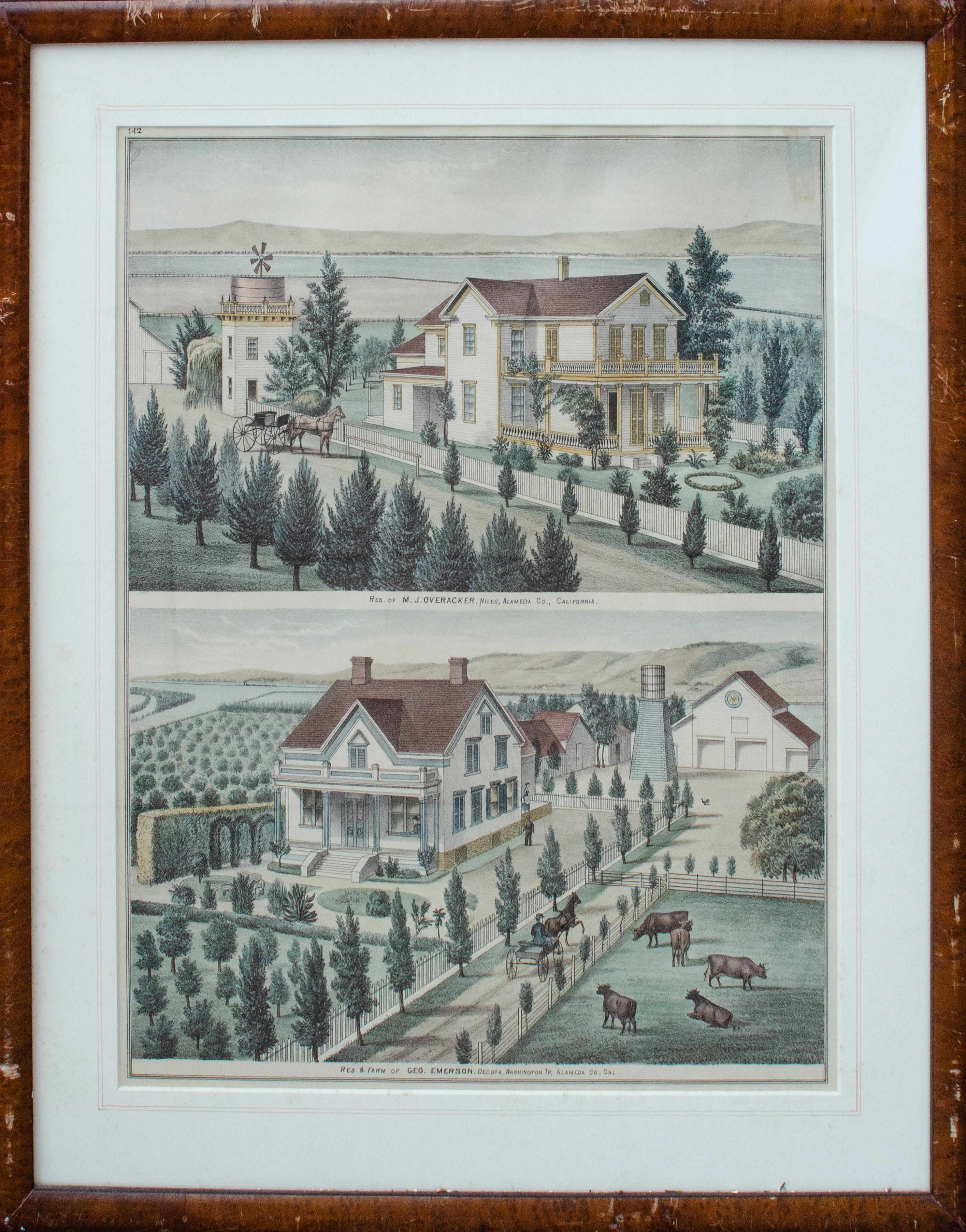Three 19th c. Thompson & West California Architecture Lithographs For Sale 8