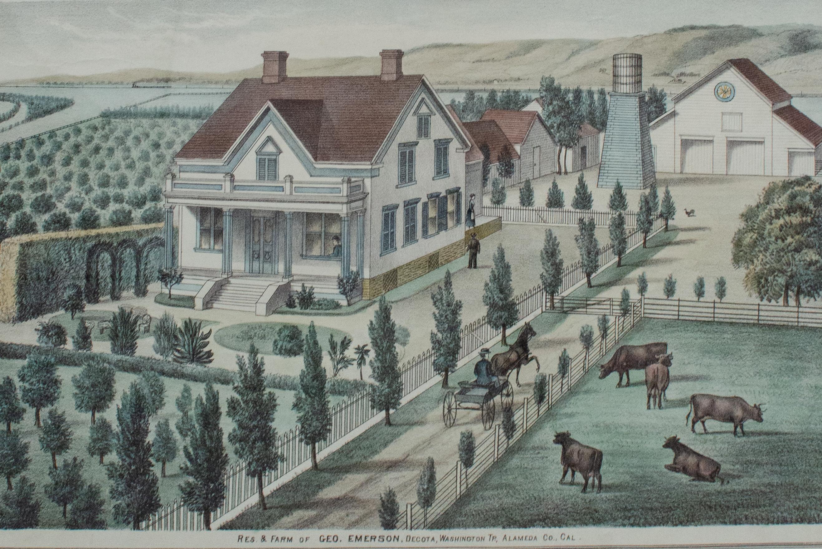 Three 19th c. Thompson & West California Architecture Lithographs For Sale 10