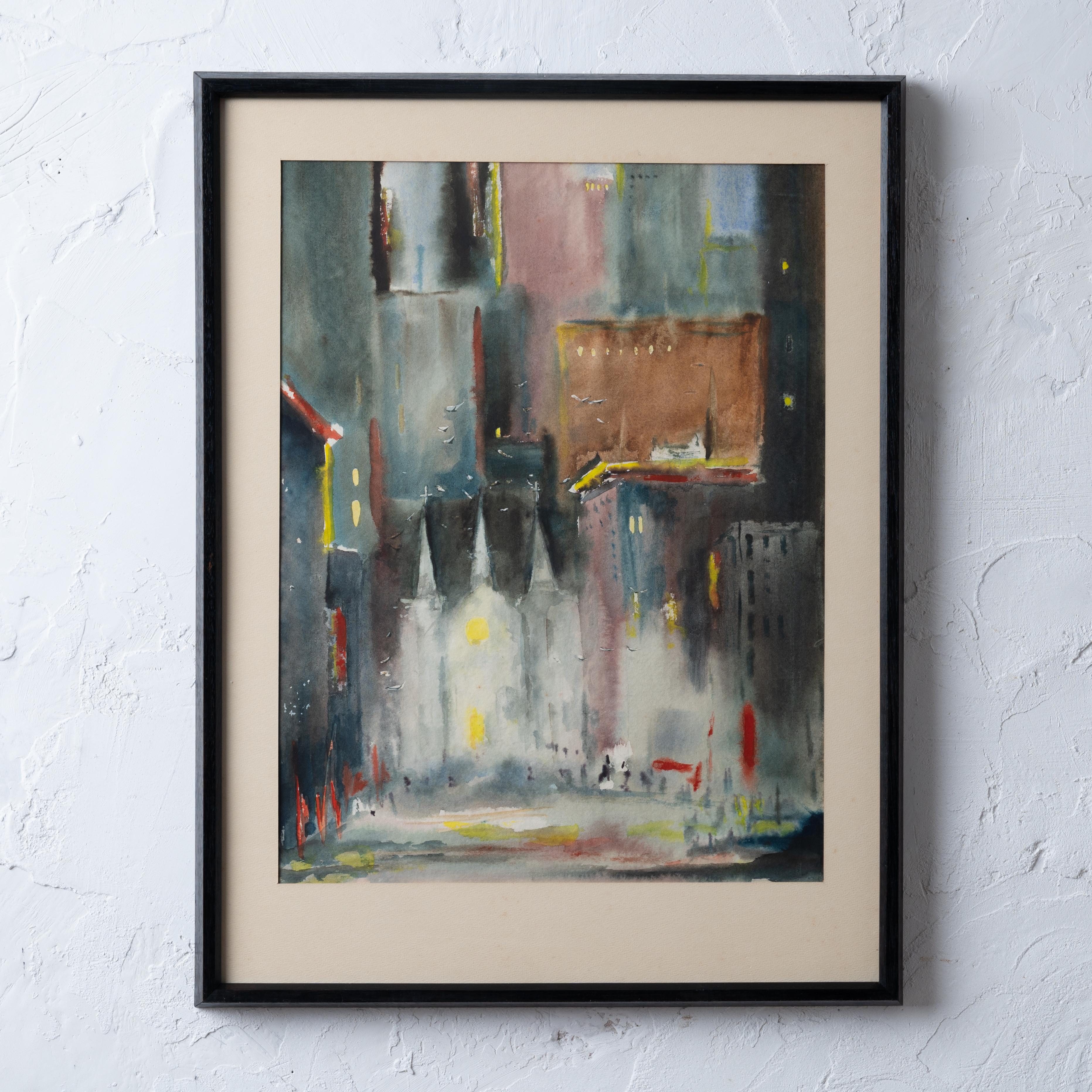 Thompson

Aquarelle sur papier représentant une église dans un paysage urbain de gratte-ciel, milieu du 20e siècle.
Signé sous mat, Thompson.

vue : 14 ½ par 19 ¼ pouces
cadre : 19 x 25 pouces

