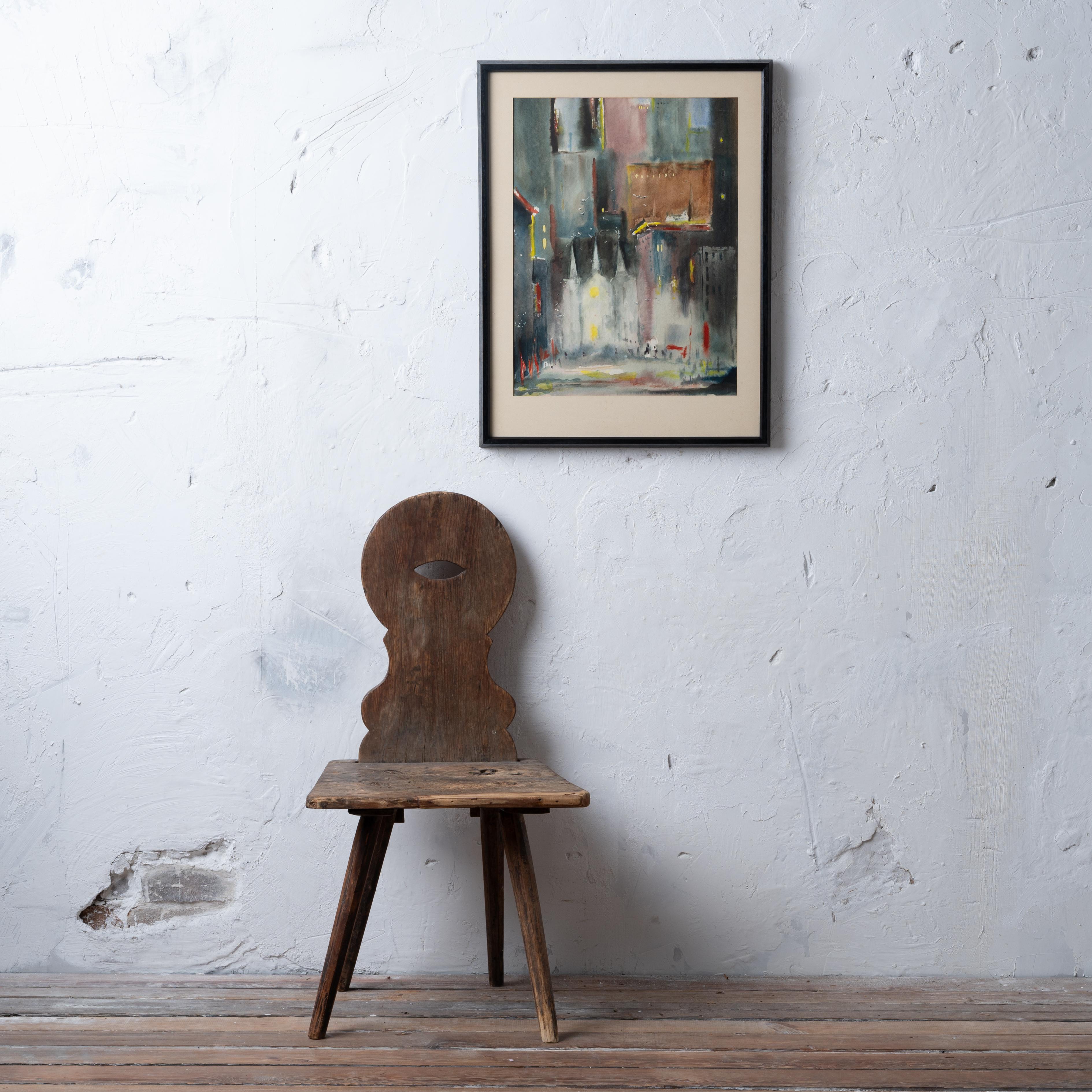 Mid-Century Modern Aquarelle du paysage urbain de Church's en vente