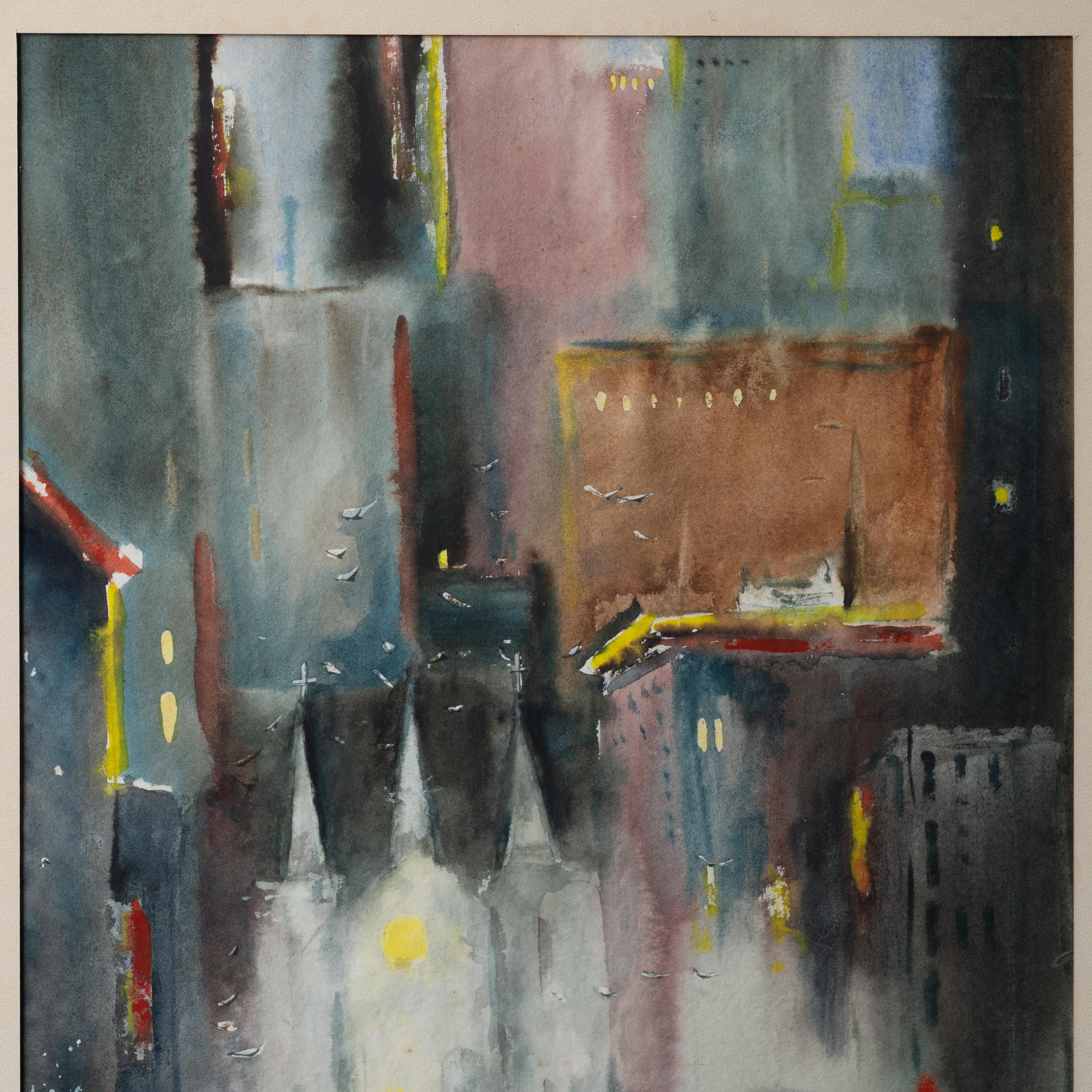 20ième siècle Aquarelle du paysage urbain de Church's en vente
