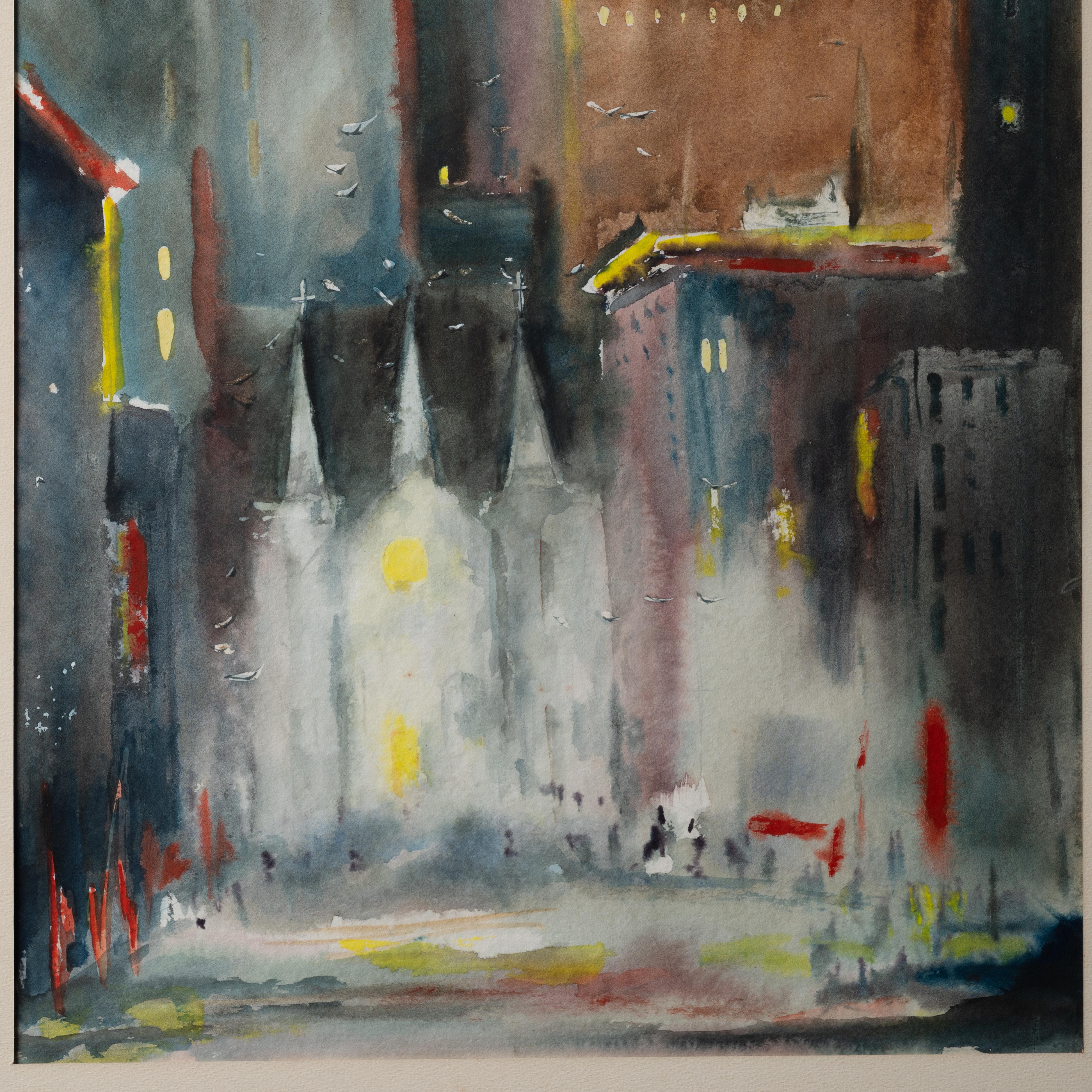 Bois Aquarelle du paysage urbain de Church's en vente