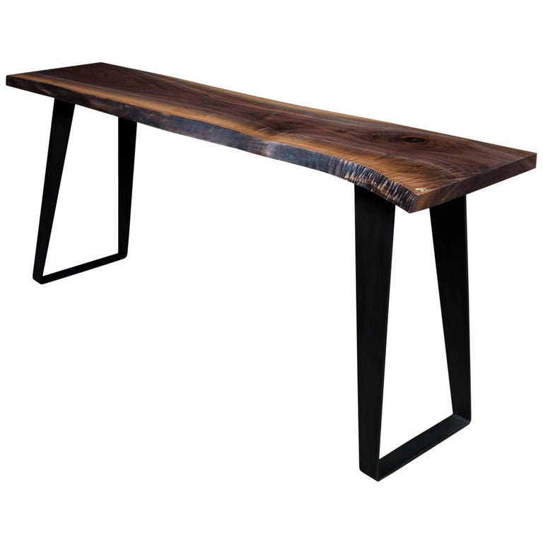 Thompson Console Table by Ambrozia, Live Edge Walnut, HandBlackened