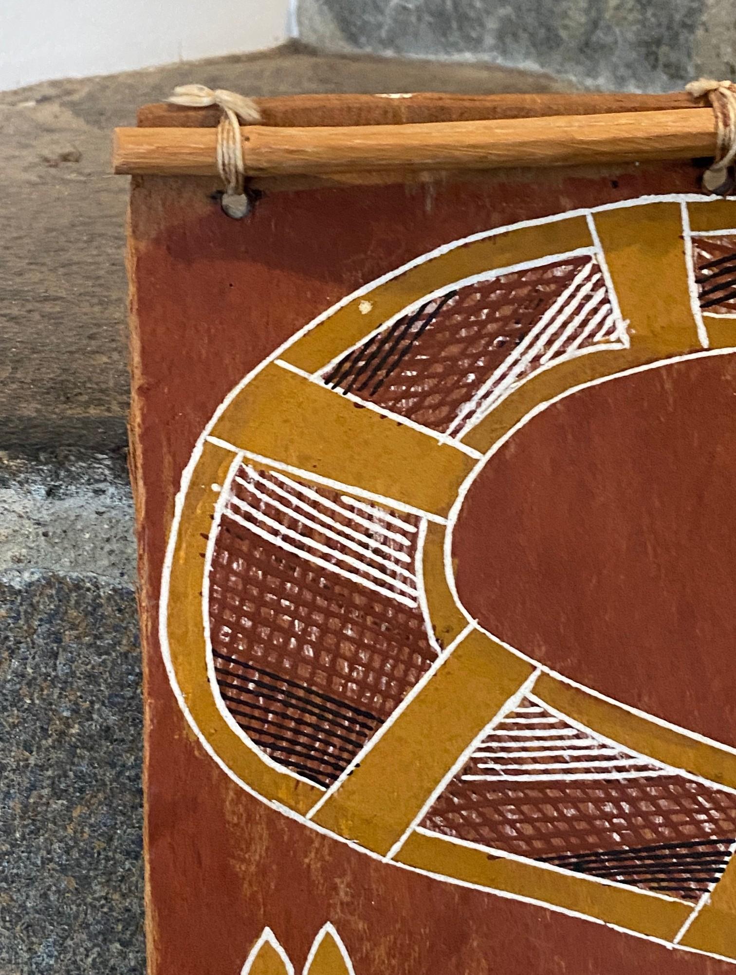 Thompson Yulidjirri Arte indigena aborigena australiana Pittura originale su corteccia in vendita 2