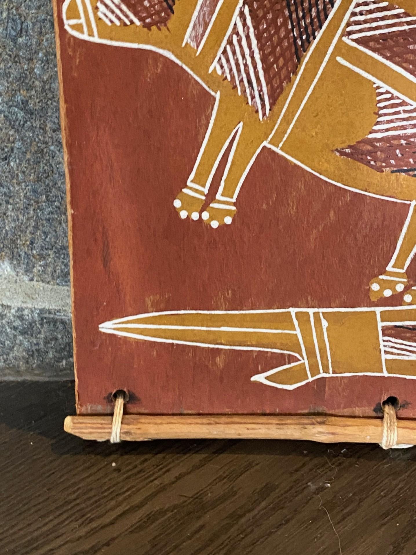 Thompson Yulidjirri Arte indigena aborigena australiana Pittura originale su corteccia in vendita 3