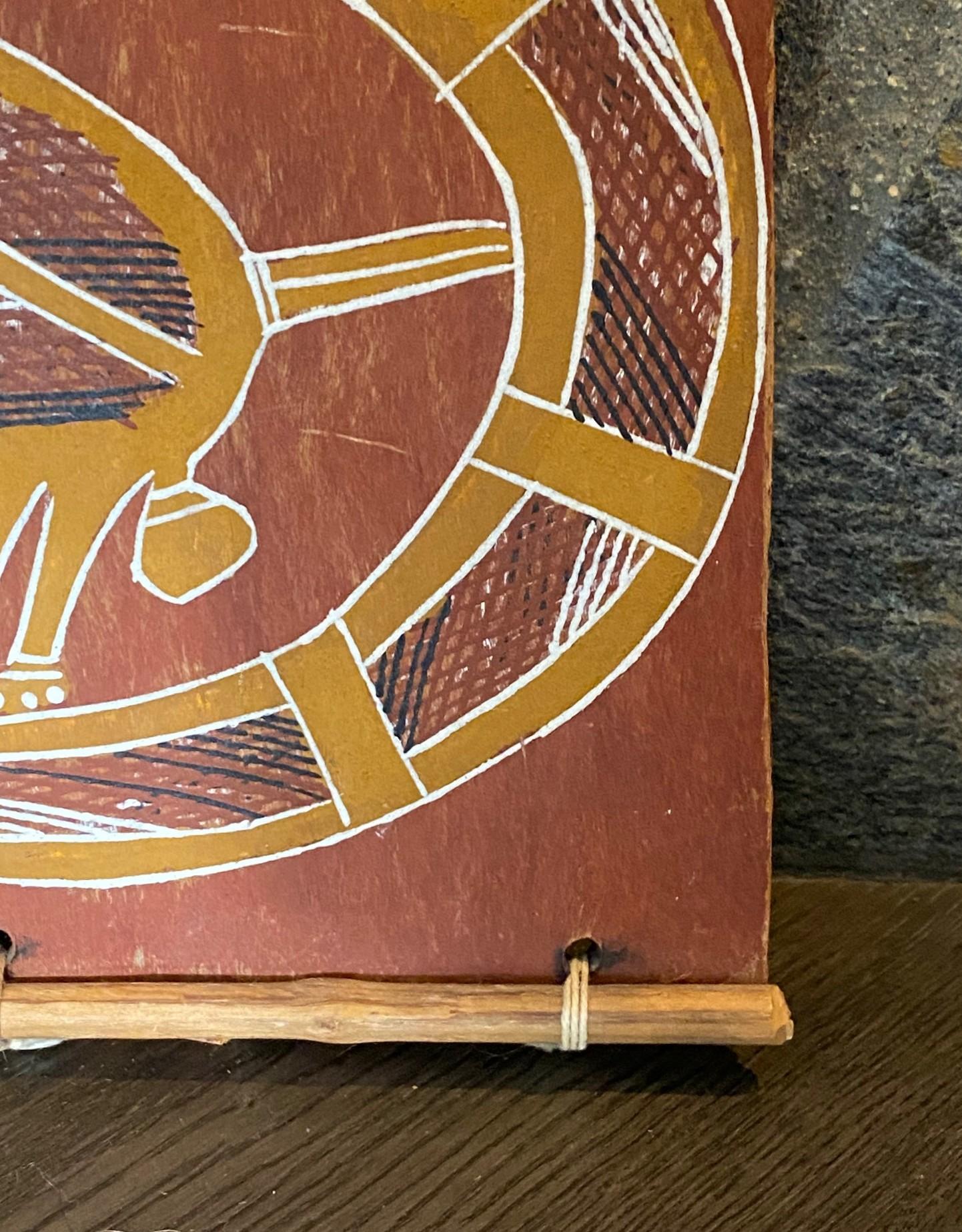 Thompson Yulidjirri Arte indigena aborigena australiana Pittura originale su corteccia in vendita 4