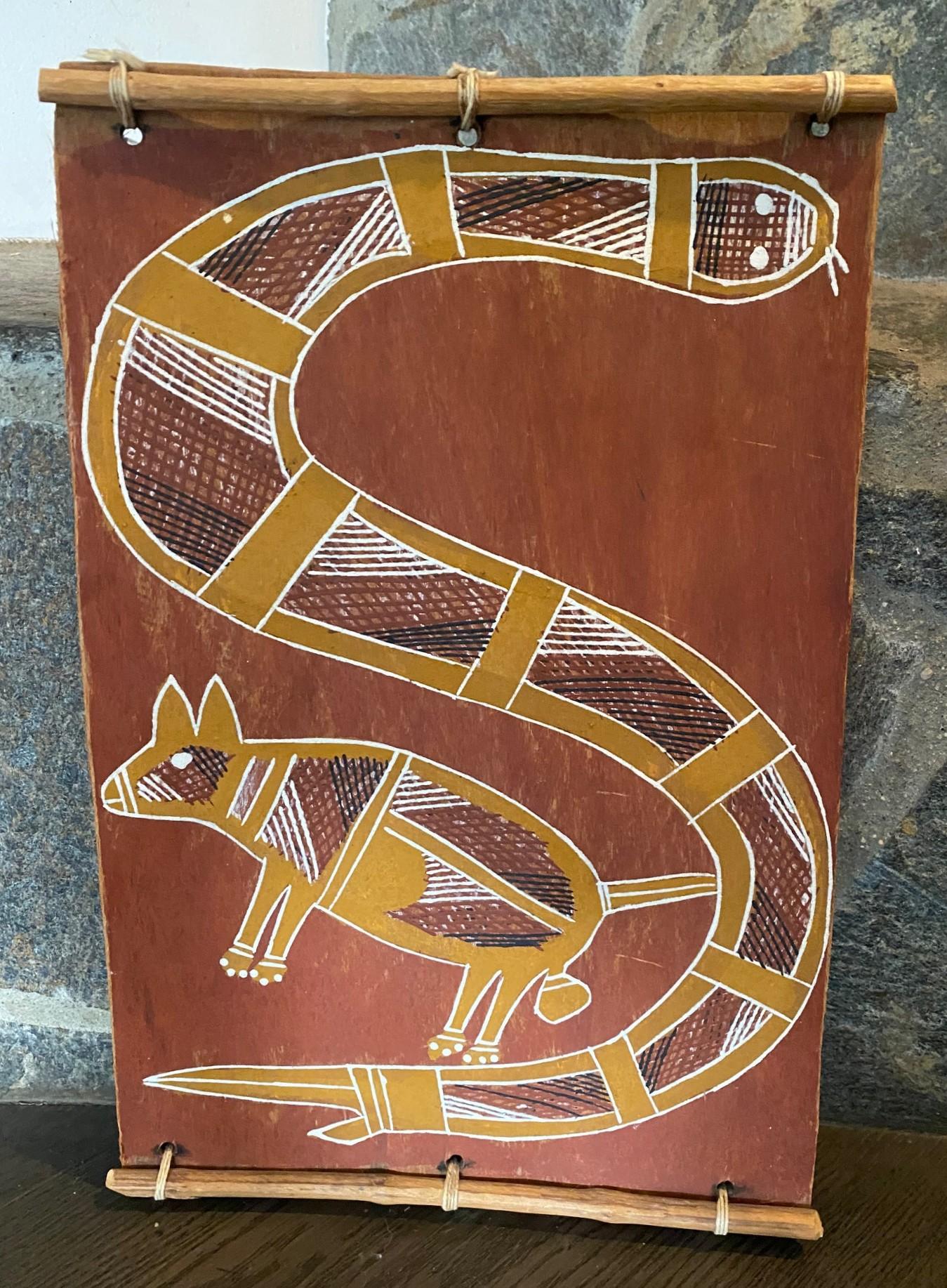 Arte popolare Thompson Yulidjirri Arte indigena aborigena australiana Pittura originale su corteccia in vendita