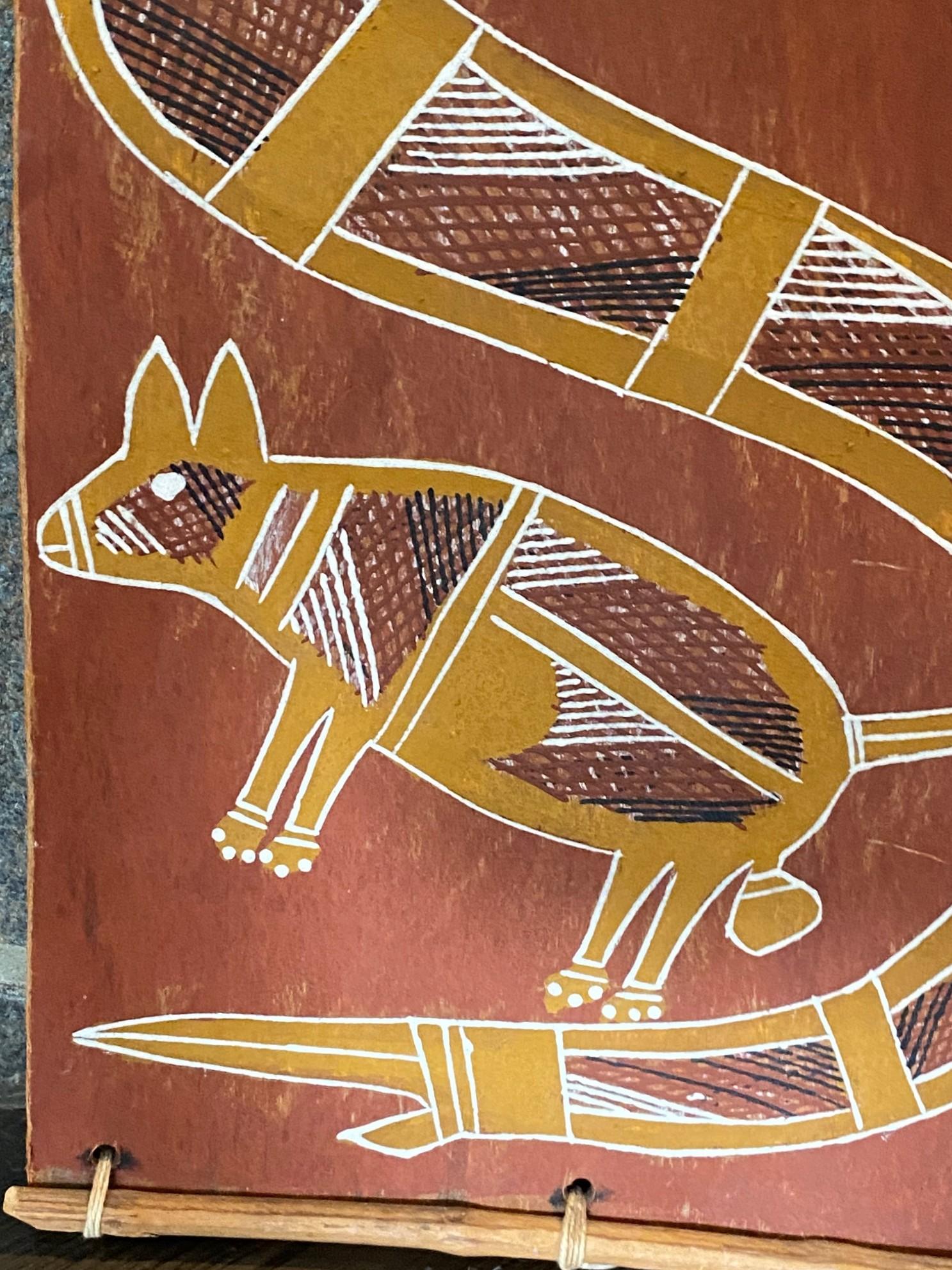 Australiano Thompson Yulidjirri Arte indigena aborigena australiana Pittura originale su corteccia in vendita